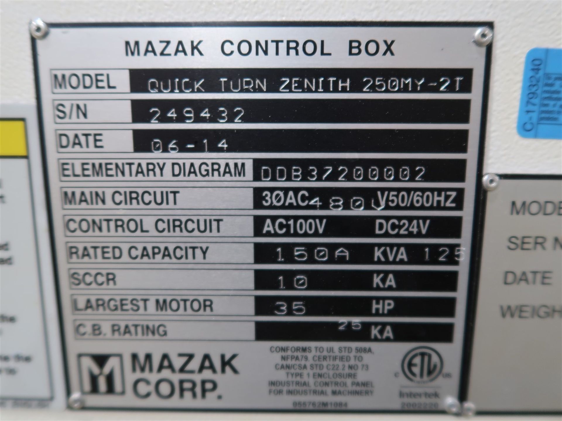 2014 MAZAK CNC QUICK TURN QTZ 250MY-2T MULTI-TURN DUAL SPINDLE/DUAL TURRET CNC LATHE, MAZATROL - Image 25 of 30
