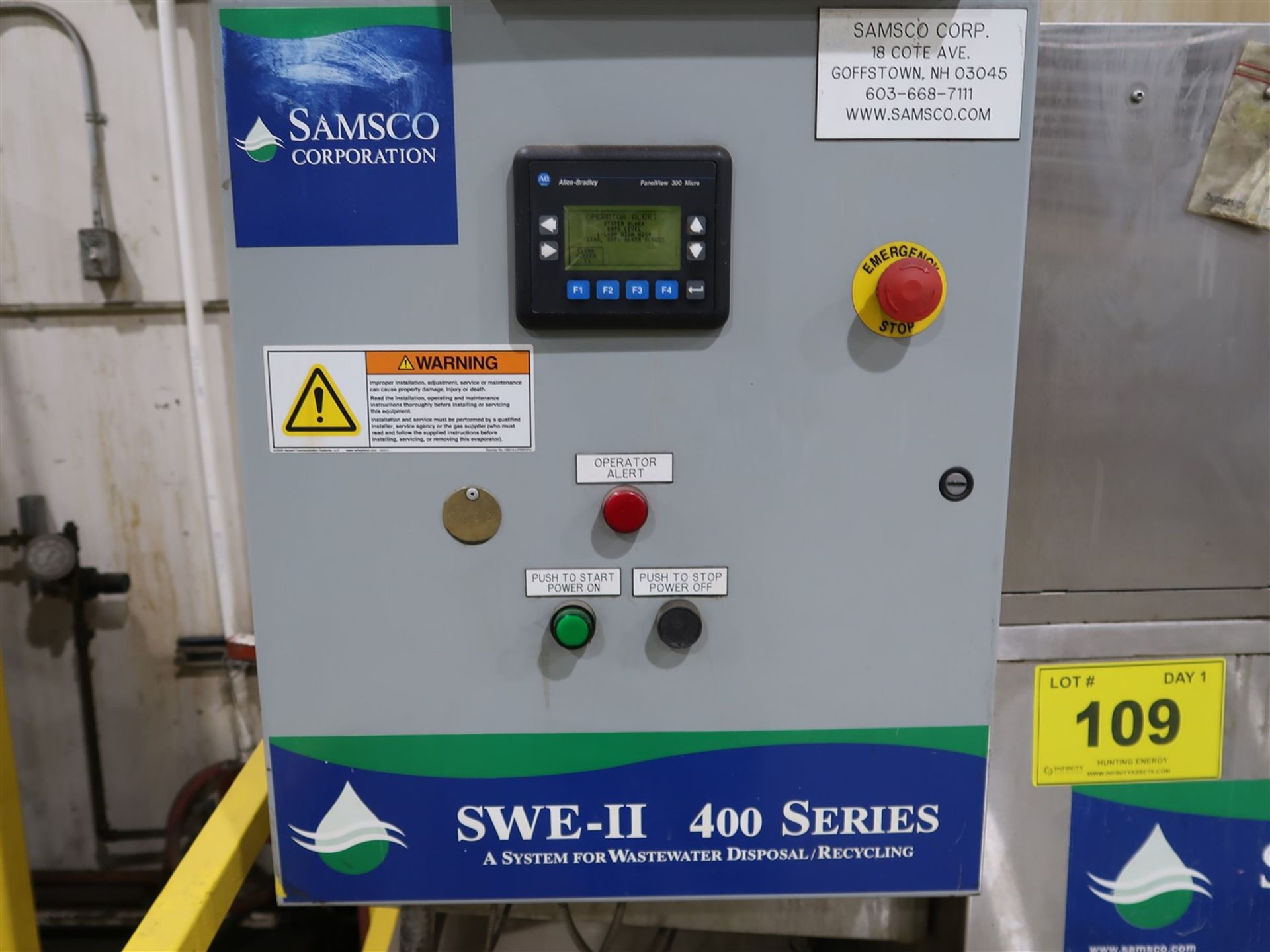 SAMSCO WASTEWATER DISPOSAL/RECYCLE ,EVAPORATOR II SYSTEM, SWE II 400 SERIES CONTROLS W/LARGE PLASTIC - Image 3 of 4