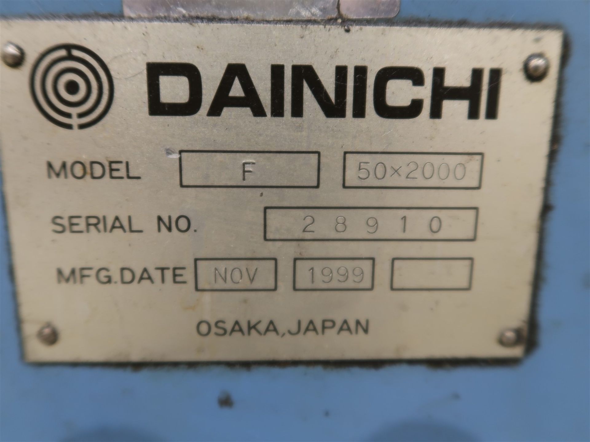 1999 DAINICHI F50 CNC LATHE, 7.1 IN. BORE, FANUC 18i T CNC CONTROL, 28 IN. SWING, 80 IN. BETWEEN - Image 8 of 20