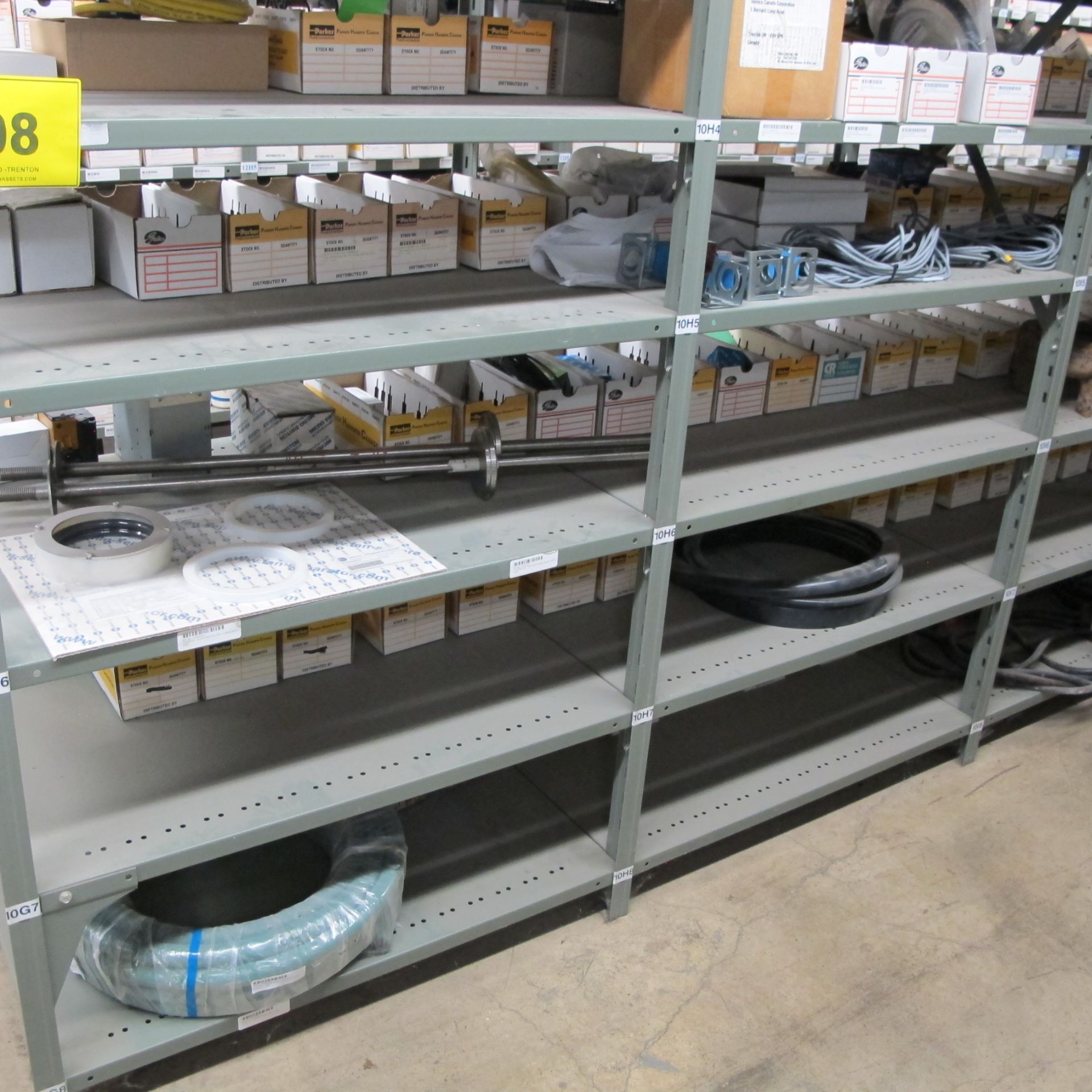 LOT OF (5) SECTIONS OF RACKING UP TO 9-LEVELS INCLUDING CONTENTS ON BOTH SIDES OF RACK, WIRING, - Bild 4 aus 14