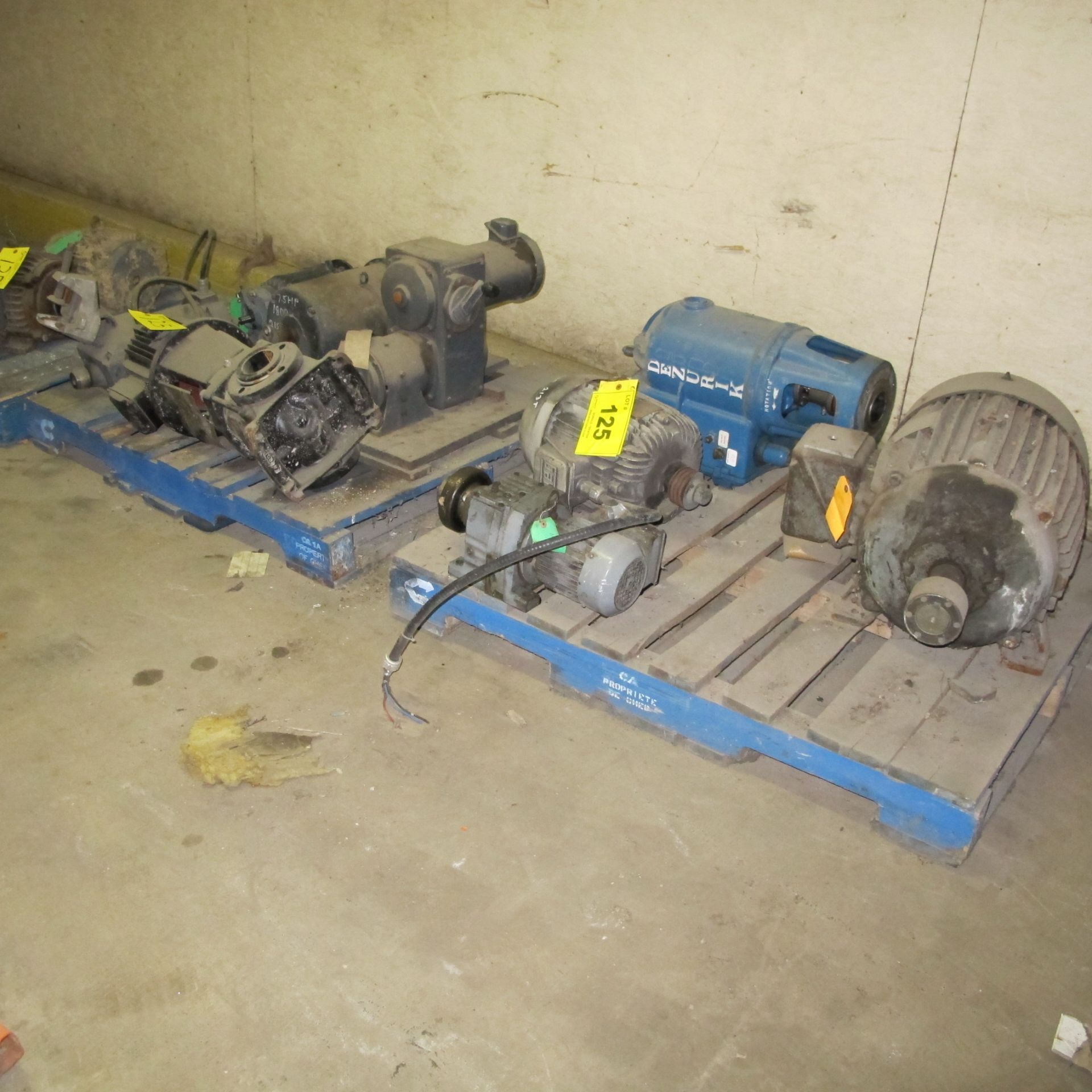 LOT OF (3) PALLET OF ASST. MOTORS/DRIVES UP TO 20HP (14 IN TOTAL) (EAST BUILDING, NORTH MOTOR