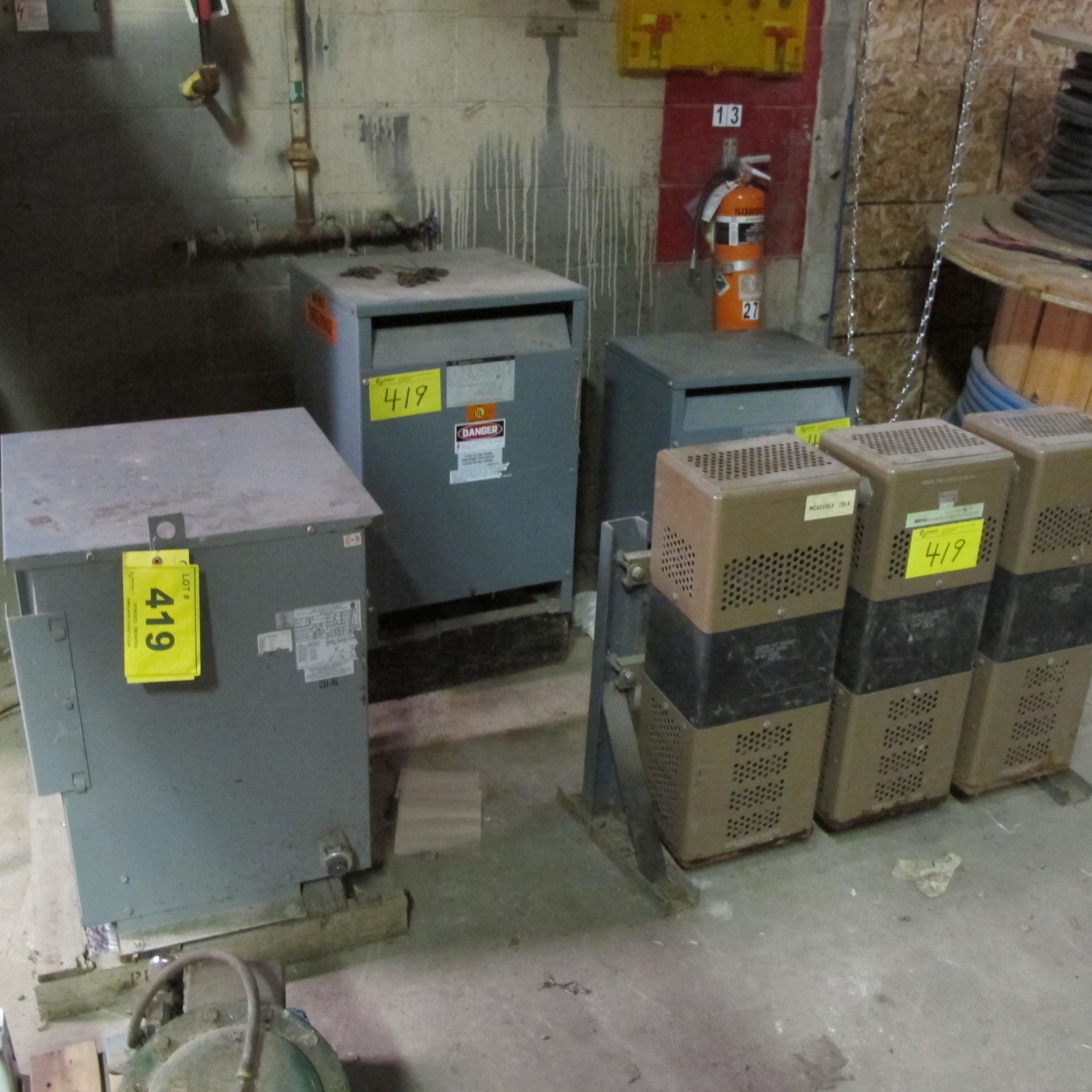 LOT OF TRANSFORMERS SORGEL 15KVA, SINGLE PHASE, REX 45KVA, 3 PHASE, SQUARE D 45KVA, 3 PHASE, SOLA-