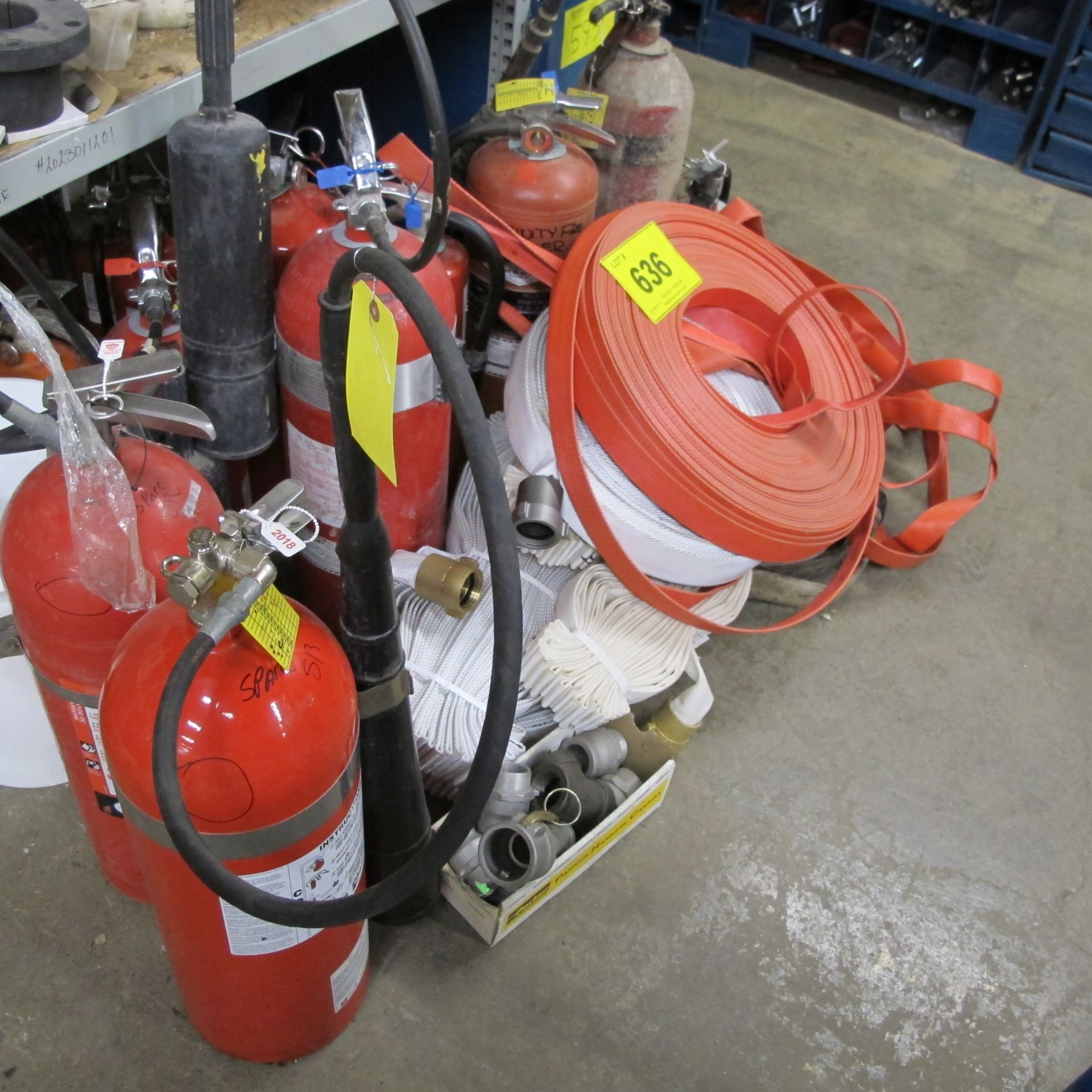 LOT OF FIRE EXTINGUISHERS AND HOSES (WEST BUILDING, CENTRAL PARTS CRIB) (SUBJECT TO BULK BID LOT