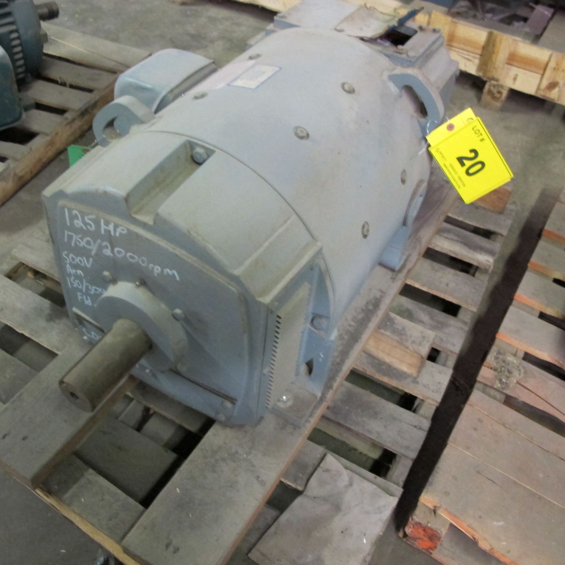 GE MOTORS 125HP MOTOR, 500V, 1,750/2,000 RPM, 386AT FRAME, 3 PHASE (EAST BUILDING, NORTH MOTOR