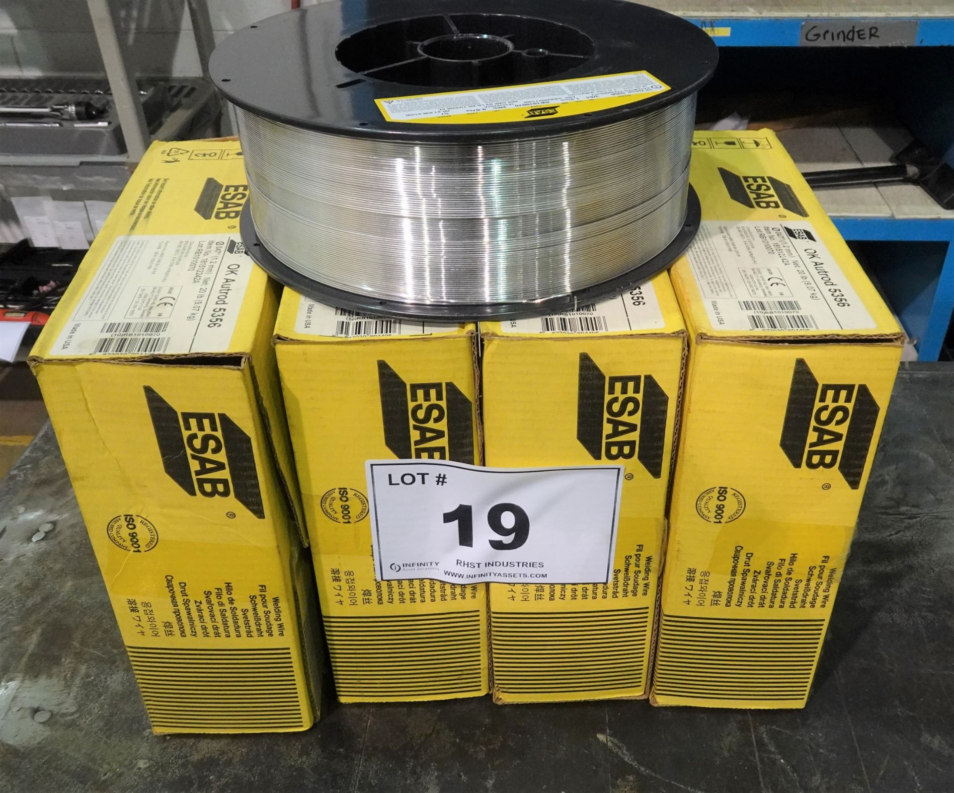 LOT OF (5) ROLLS OF ESAB OK AUTOROD 5356 WIRE (RIGGING FEE $10)