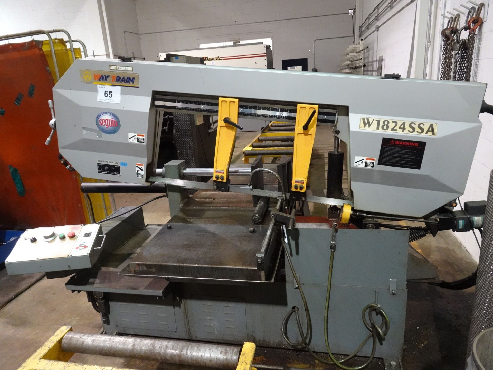 WAY TRAIN MODEL W1824SSA HORIZONTAL SEMI-AUTOMATIC BANDSAW, 5 H.P., AUTO CLAMP, C/W 24" X 165" - Image 8 of 18