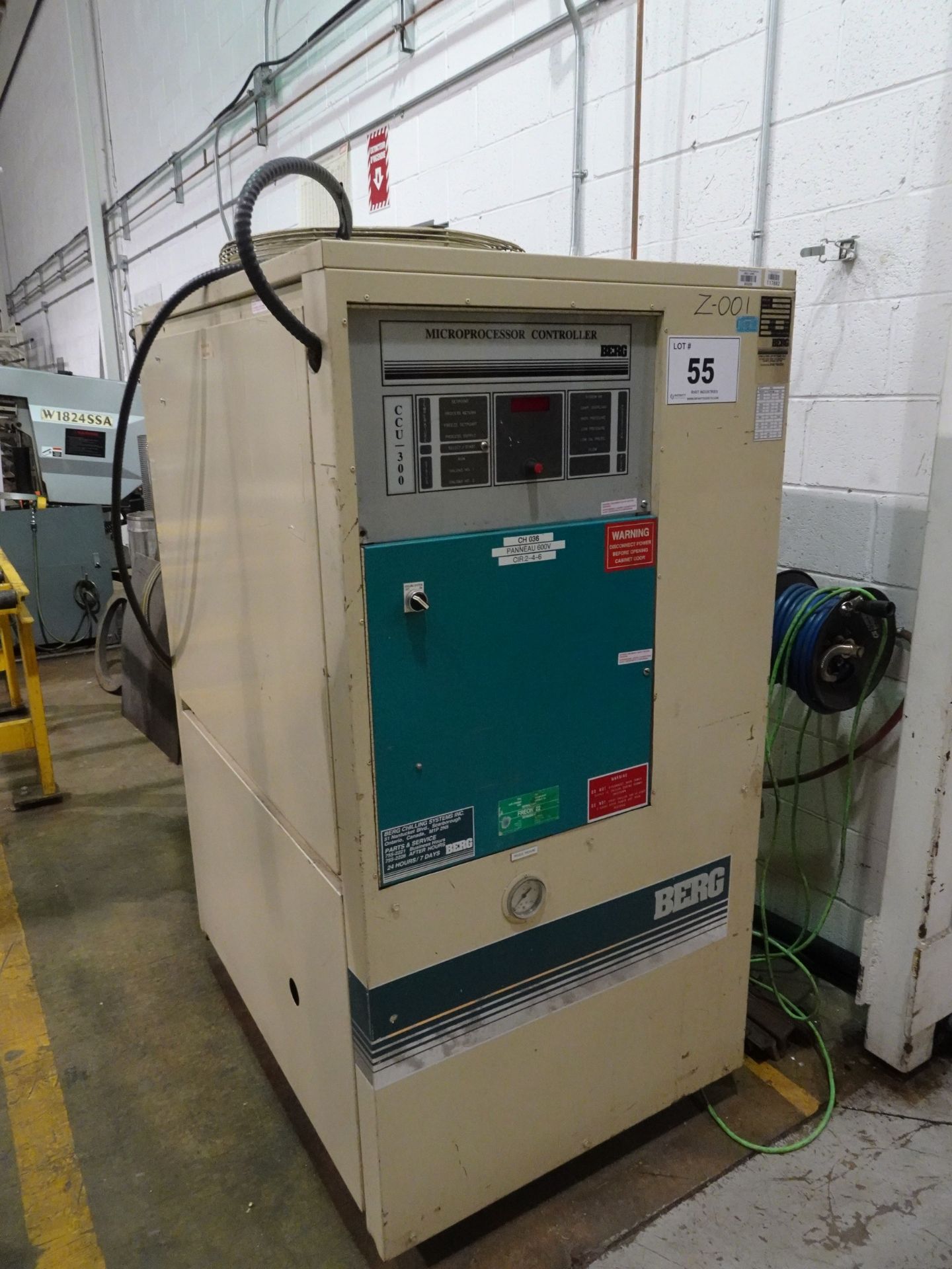 BERG MODEL PA-5 CHILLER, 3/60/575 VOLTS, S/N A3644/0393 (RIGGING FEE $250)