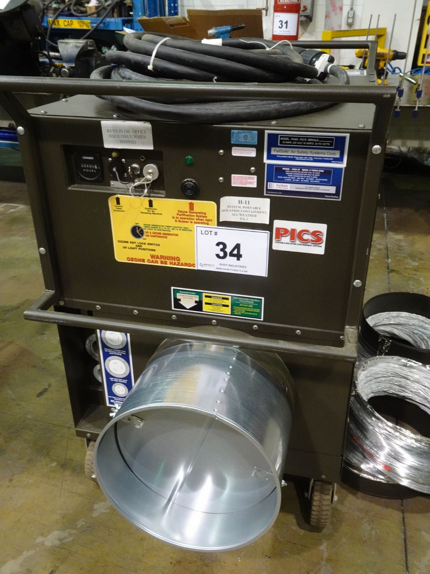 FAILSAFE AIR SAFETY SYSTEM MODEL FASS-PIC'S PORTABLE ISOLATION CONTAINMENT SYSTEM 90 AMPS, 230 - Image 2 of 8