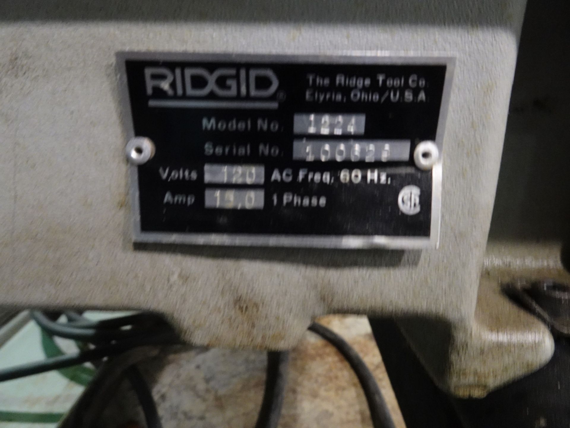 RIDGID MODEL 1224 POWER THREADER, FOOT CONTROL, S/N 100629 (RIGGING FEE $35) - Image 4 of 11