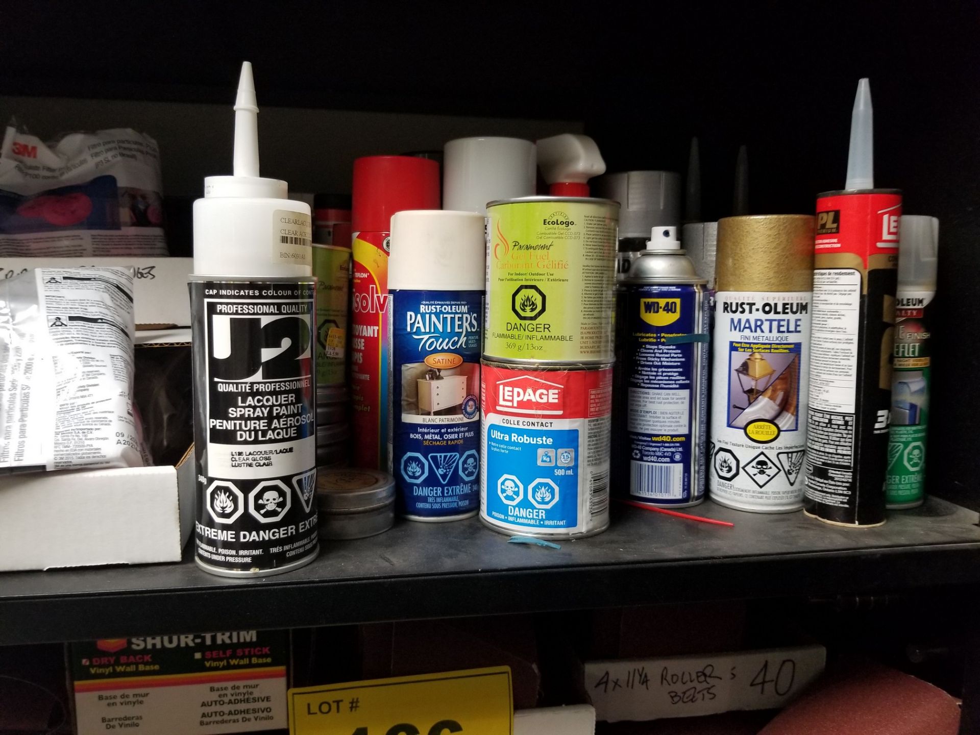 LOT OF ASSORTED PAINTS, ADHESIVES, BRUSHES, SPRAYS ETC. - Image 4 of 5