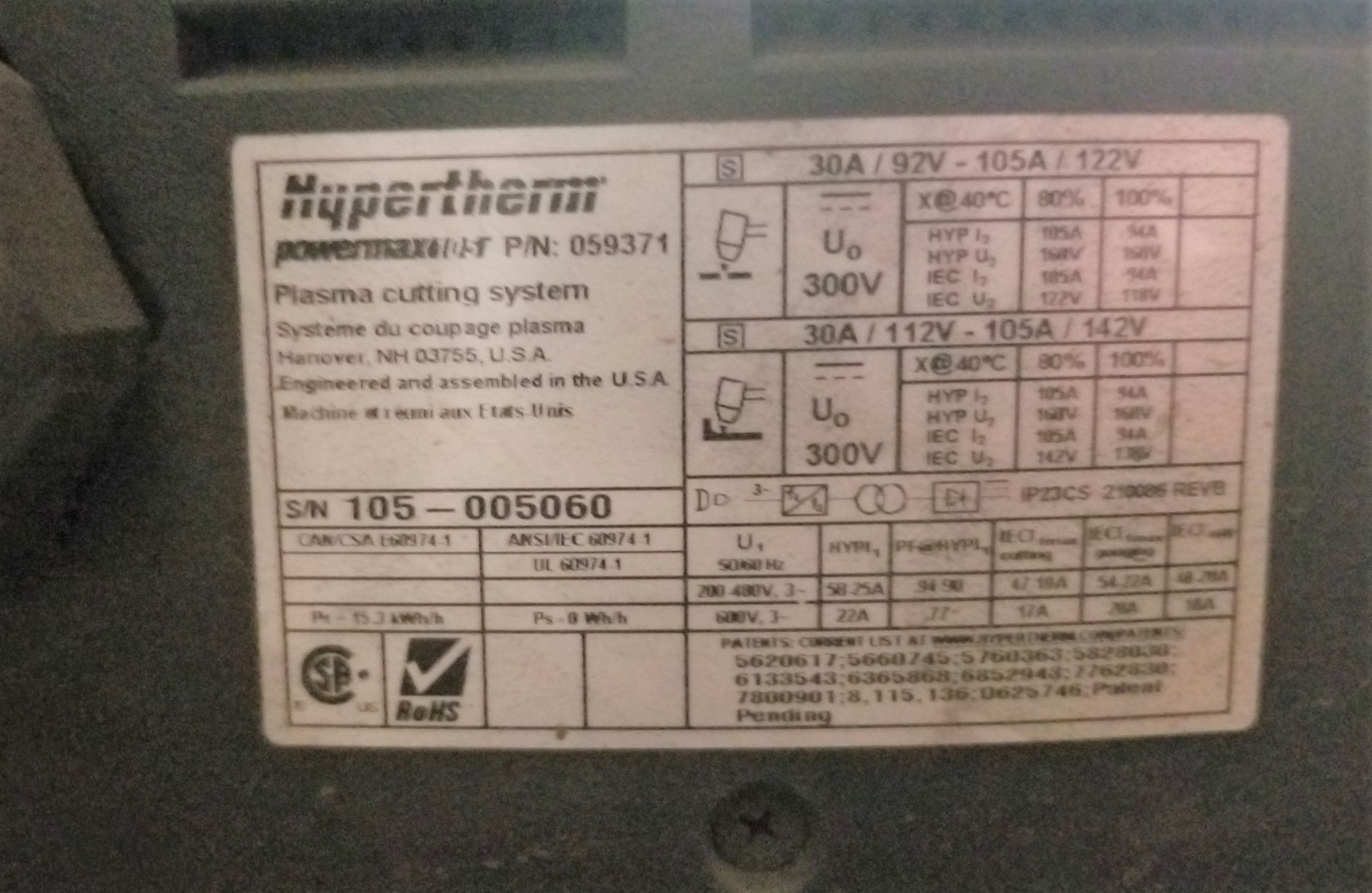 2013 MULTI-CAM V SERIES CNC PLASMA CUTTING TABLE W/ HYPERTHERM POWER SUPPLY, MULTI CAM V-204 - Image 10 of 13