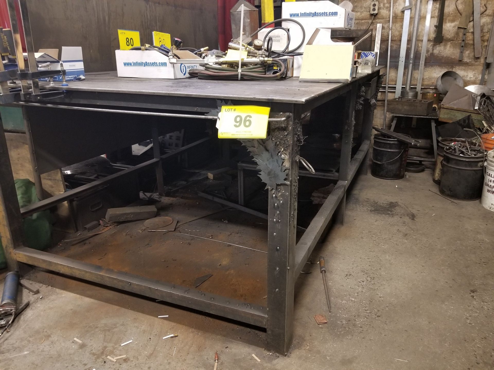 82" x 60" x 36" WELDING TABLE W/ 4-1/2" BENCH VISE (NO CONTENTS) - Image 3 of 3