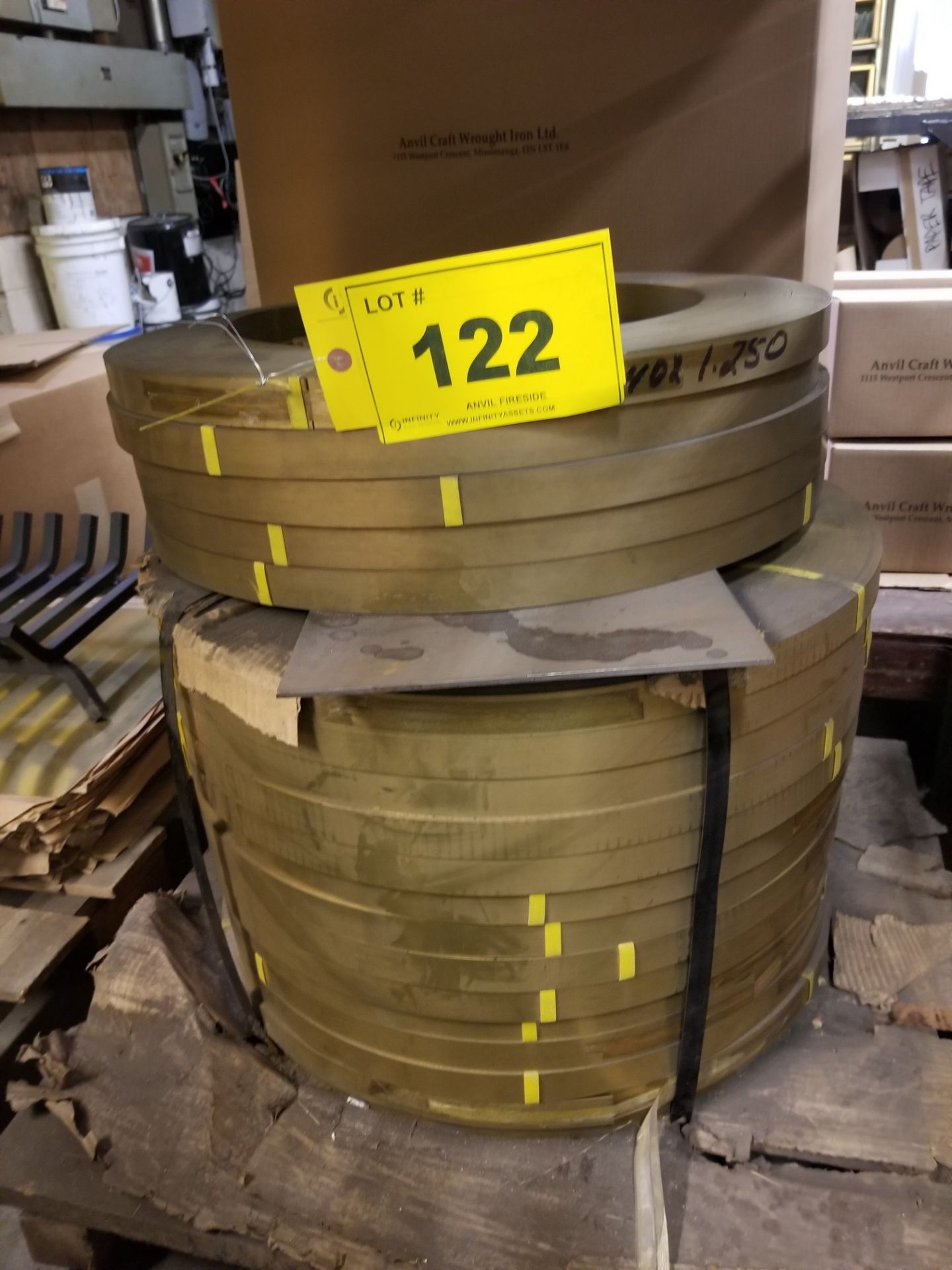 LOT OF (2) SKIDS OF BRASS ROLLS AND SHEETS