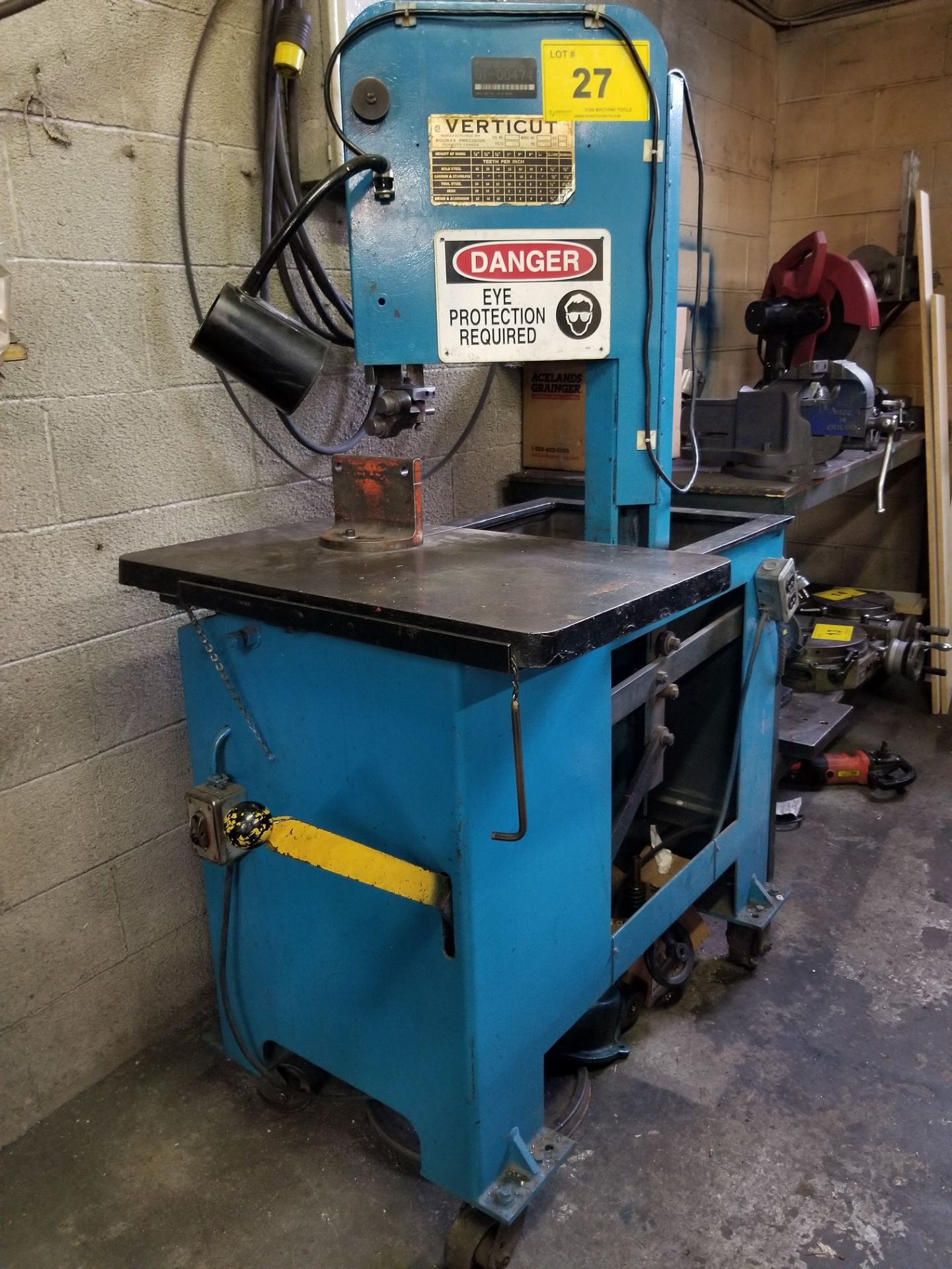 VERTICUT 114-A ROLL-IN BANDSAW. S/N: 591