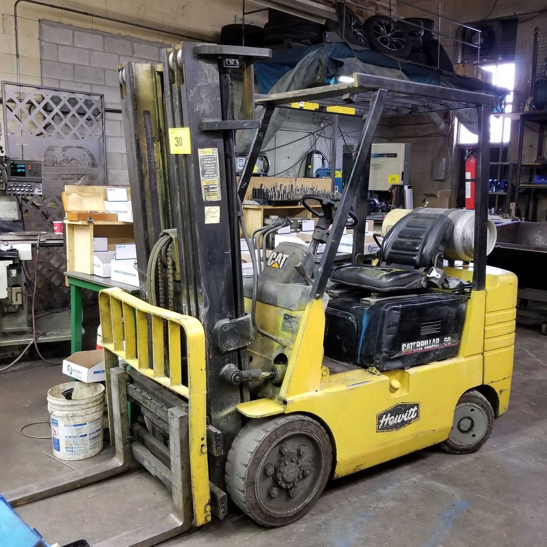 CATERPILLAR GC25 PROPANE FORKLIFT, 4,700LB CAP., 190” MAX LIFT, 3-STAGE MAST, SIDE SHIFT, S/N - Image 8 of 12