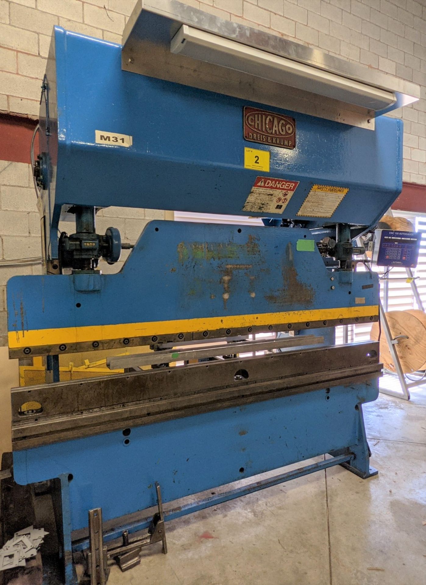 CHICAGO 68B PRESS BRAKE, 36 TON X 8’ CAP., 14GA MILD STEEL, 5/8” DIE OPENING, CNC 150 AUTOGAUGE - Image 9 of 9