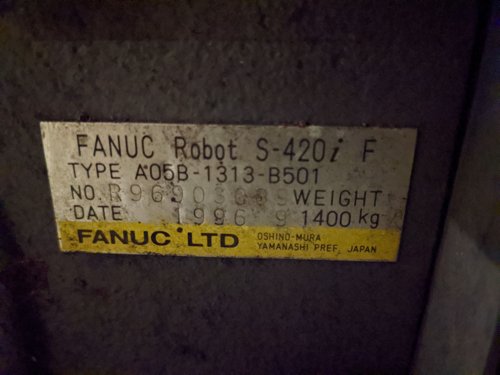 FANUC S-420IF ROBOT W/ FANUC SYSTEM R-J2 CONTROLLER, TYPE A05B-2350-B003, S/N E96902609 W/ PENDANT - Image 10 of 10