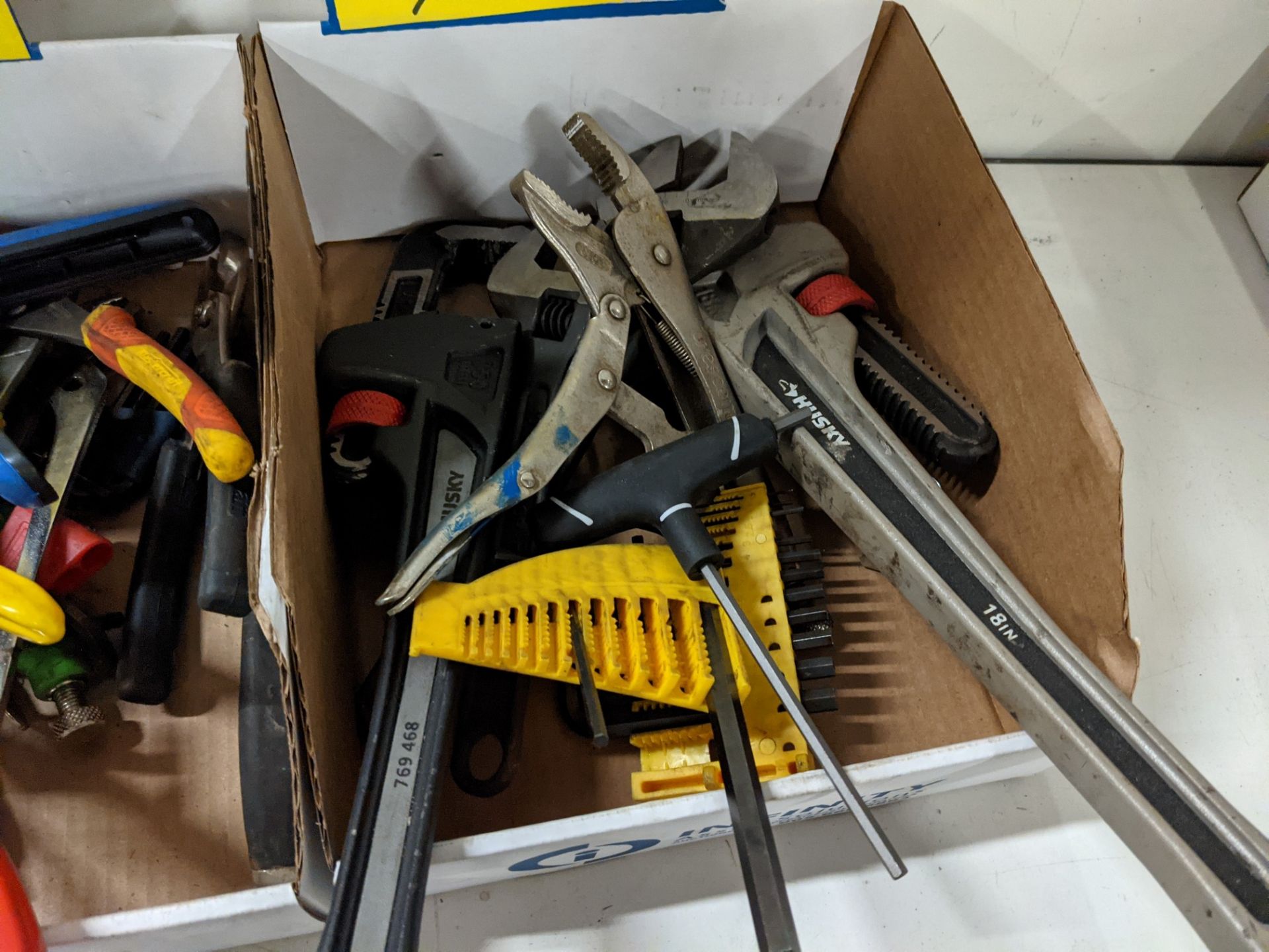 LOT PIPE WRENCHES, MAGNETS, WIRE CUTTERS, PLIERS, EC. (4 BOXES) - Image 5 of 5