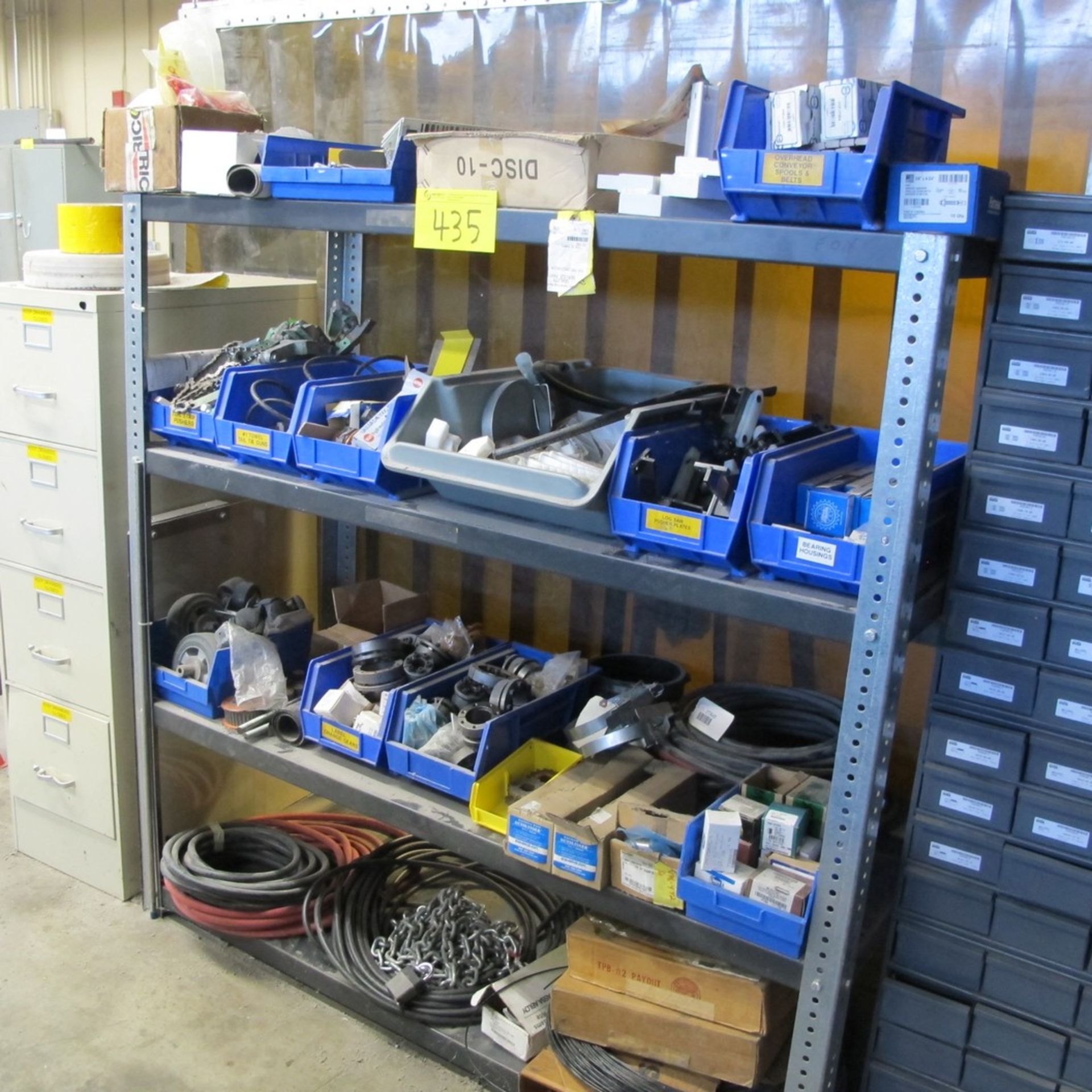 4-LEVEL METAL SHELVING UNIT W/ MAINTENANCE SUPPLIES (MACHINE SHOP)