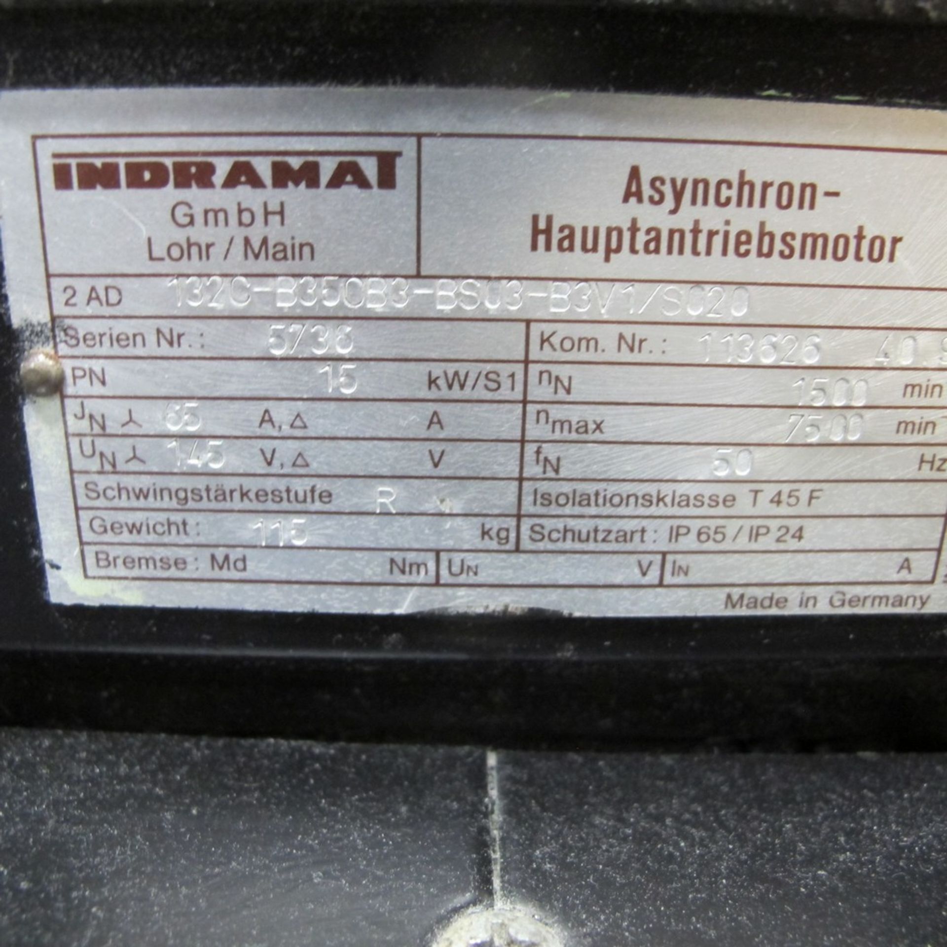 INDRAMAT SERVO DRIVE 132C-B350B3-BSU3-B3/1/S020, 15KW, 1,500/7,500 RPM (NORTHWEST PLANT) - Image 3 of 3