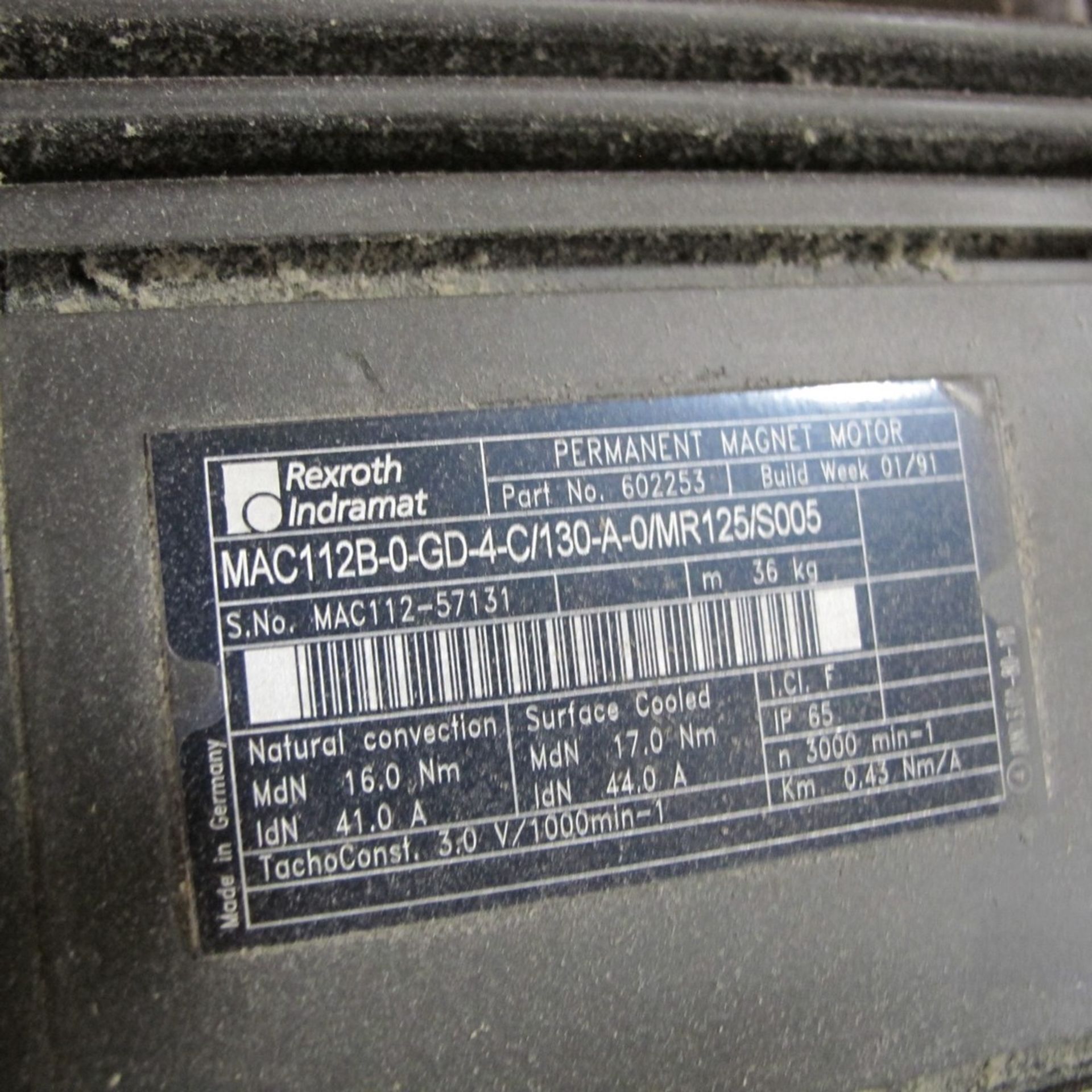 REXROTH INDRAMAT SERVO MOTOR, MAC112B-0-GD-4-C/130-A-0/MR125/5005 (NORTHWEST PLANT) - Image 2 of 2