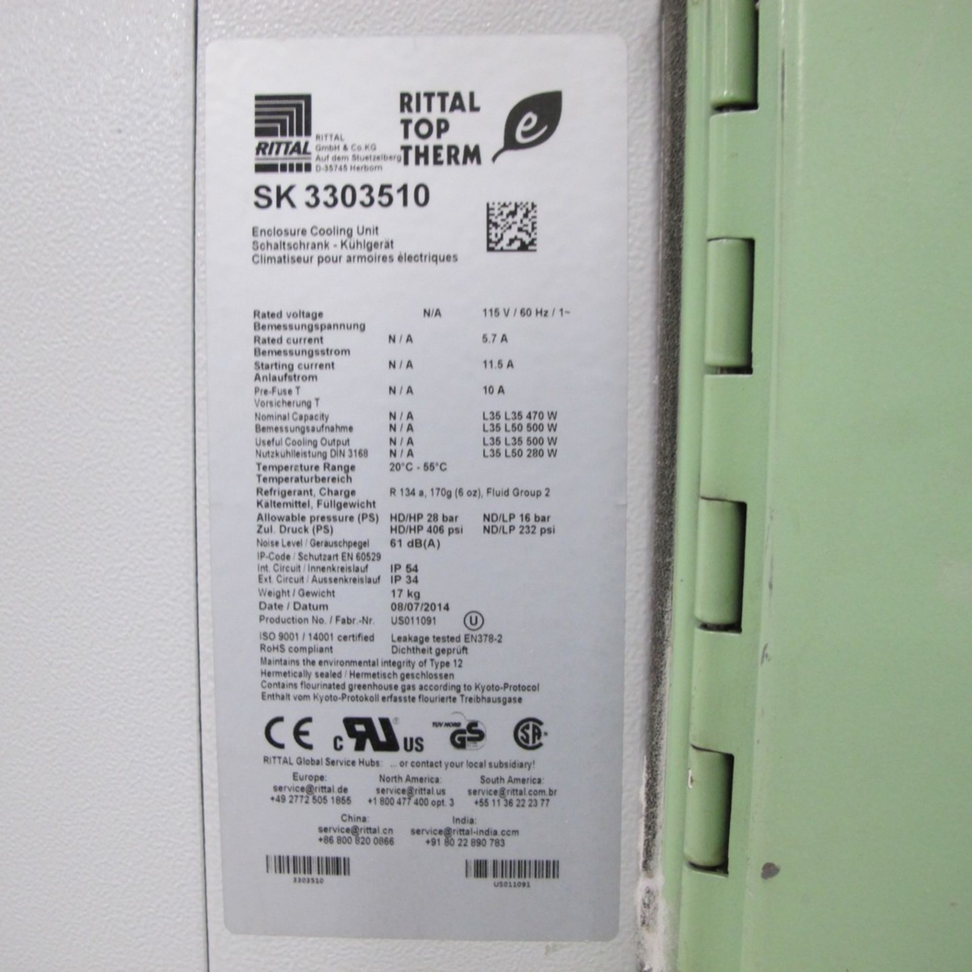 ELECTRICAL CONTROL CABINET W/ INDRAMAT SERVO CONTROLLERS AND RITTAL COOLING UNIT (BATH B4) - Image 3 of 5