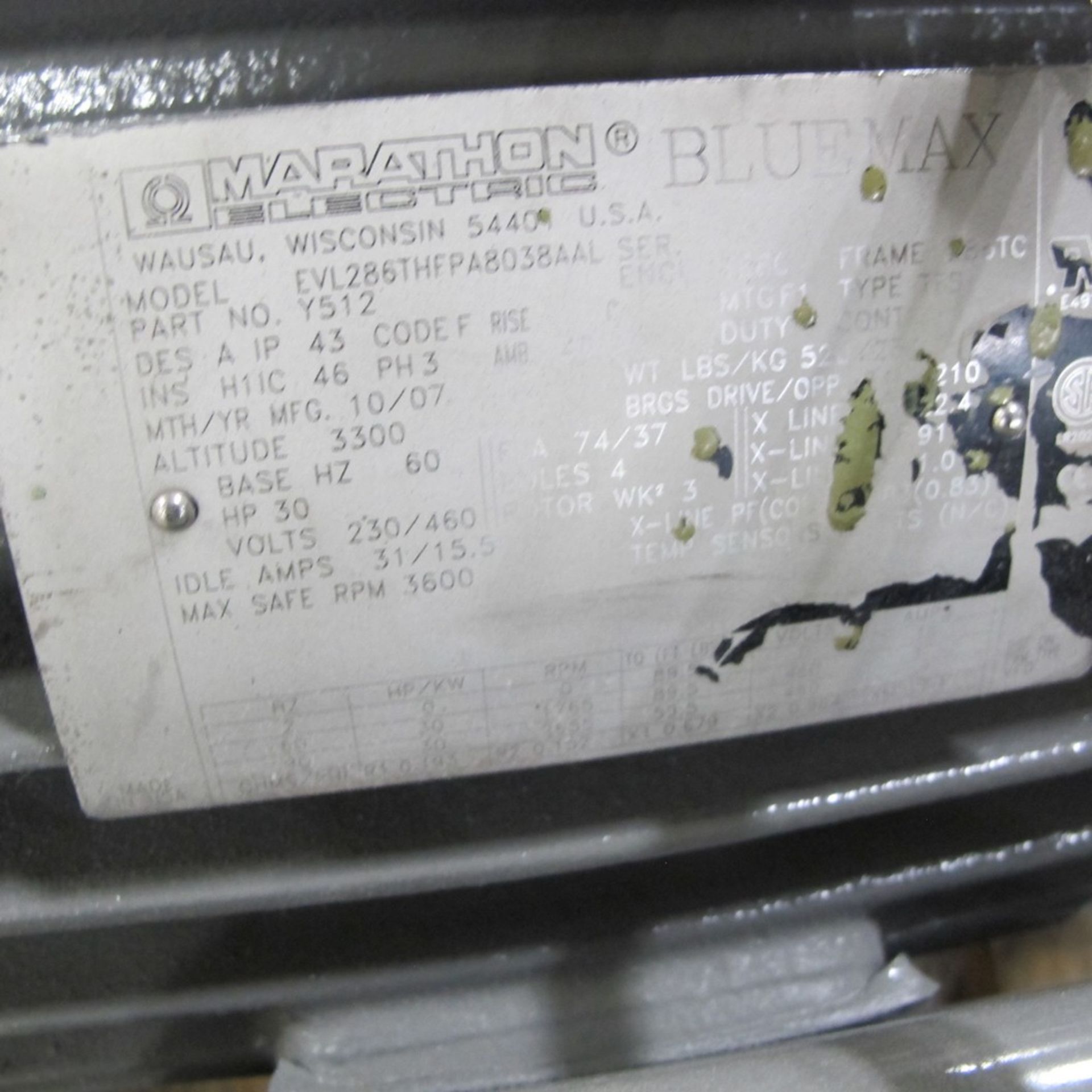 MARATHON ELECTRIC MOTOR, 1HP, 230/460V, 1,735 RPM, 215TC FRAME (NORTHWEST PLANT) - Image 3 of 3