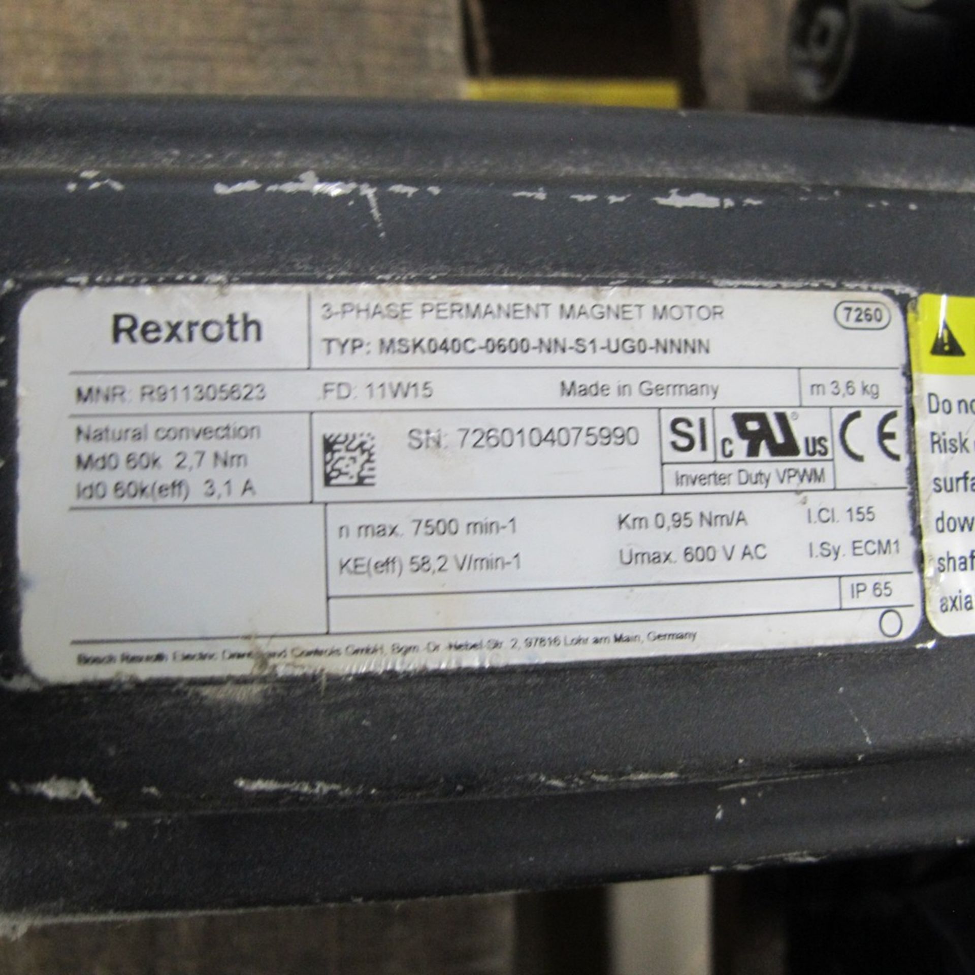 LOT OF (2) SERVO DRIVES - REXROTH MSK040C-0600-NN-S1-UG0-NNNN, 600V (NORTHWEST PLANT) - Image 3 of 3