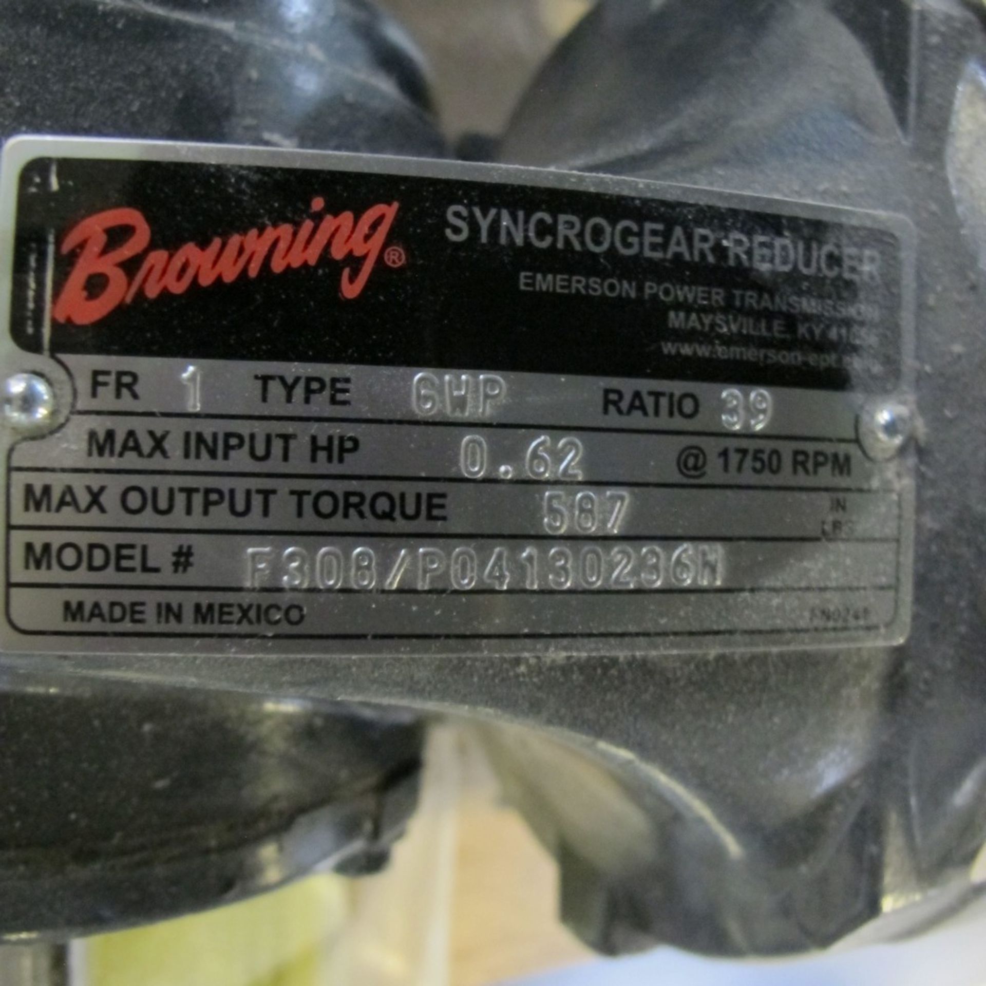 LOT OF (5) MOTORS - BROWNING SYNCROGEAR 0.62HP W/ GEARBOX, LEESON 1HP W/ BRAKE, GE .50HP, NERIMOTORI - Image 2 of 6