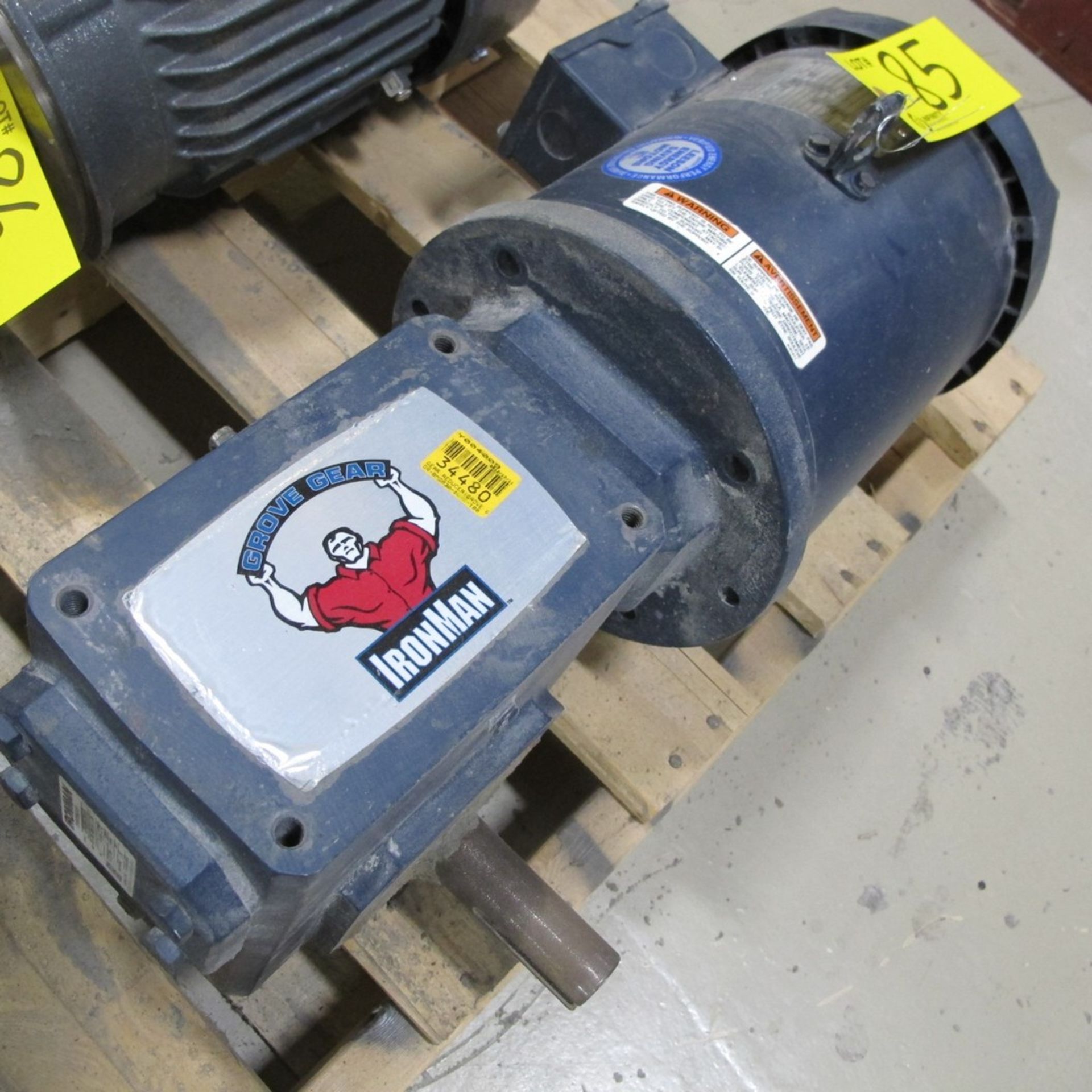 LEESON ELECTRIC MOTOR, 3.5HP, 460V, 1,760/2,570 RPM, 182TC FRAME W/ IRONMAN/GROVE GEARBOX/REDUCER 15