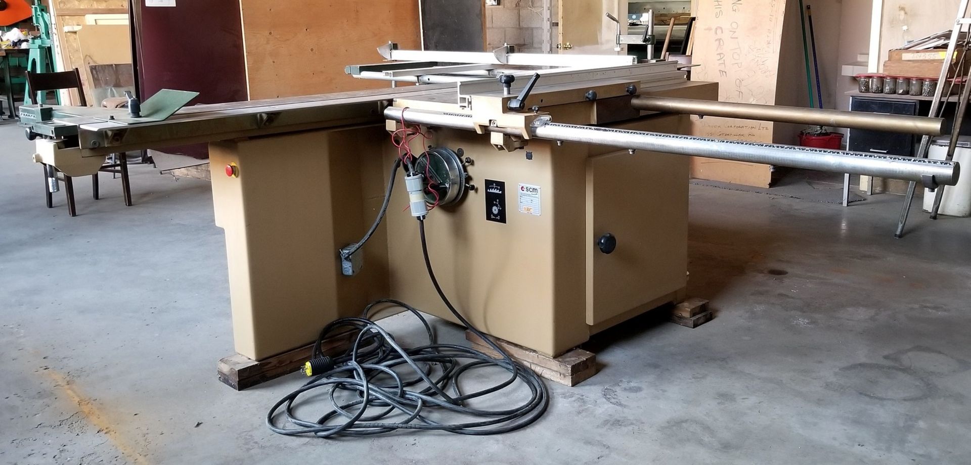 SCM SI16W SLIDING TABLE SAW, TILTING BLADE FROM 90 TO 45 DEGREES, S/N AB.11438, 1,150MM X 630MM - Image 7 of 14