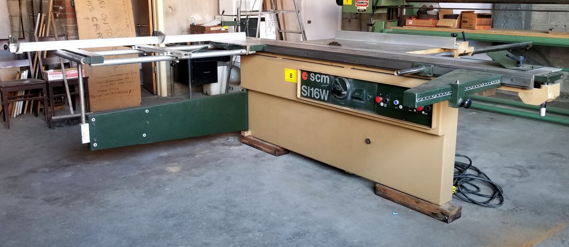 SCM SI16W SLIDING TABLE SAW, TILTING BLADE FROM 90 TO 45 DEGREES, S/N AB.11438, 1,150MM X 630MM - Image 2 of 14