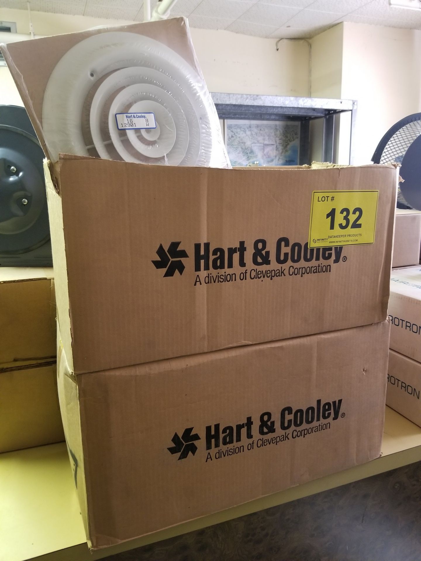 LOT - (2) BOXES OF HART AND COOLEY, 8", WHITE FAN GRILLS