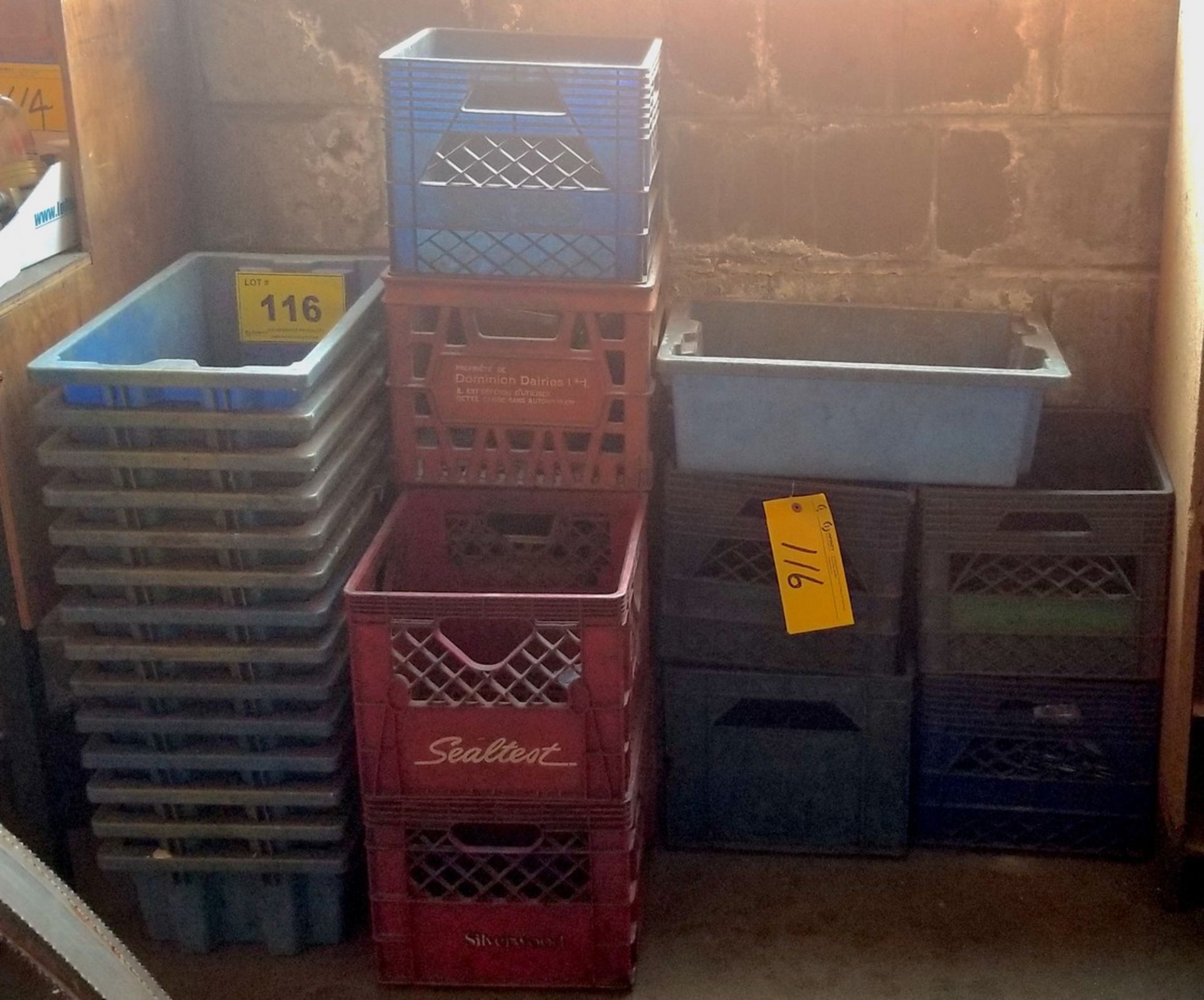 LOT - ASSORTED STACKING TUBS AND CRATES