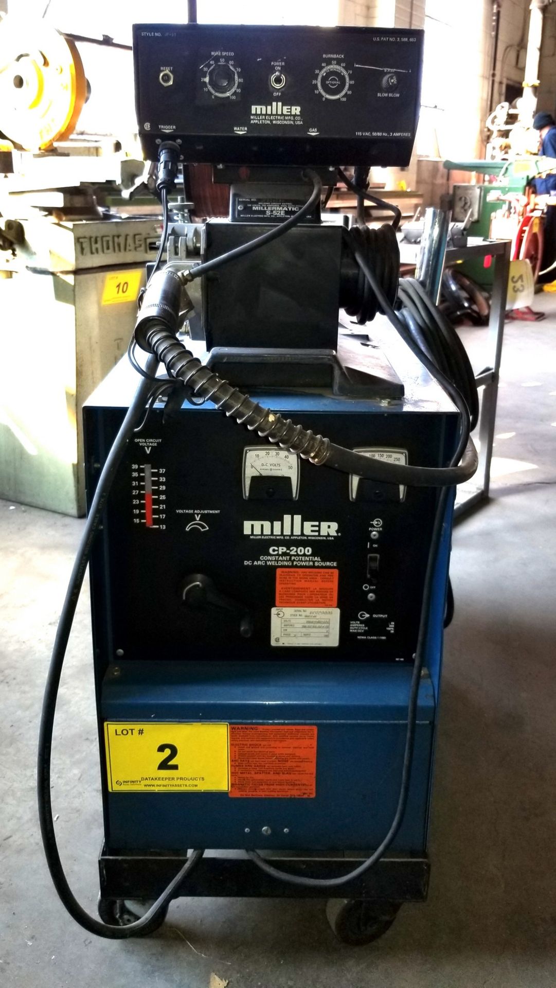 MILLER CP-200 WELDER, S/N: JF929090 W/ MILLERMATIC S-52E WIRE FEEDER S/N: JF929030 - Image 3 of 12