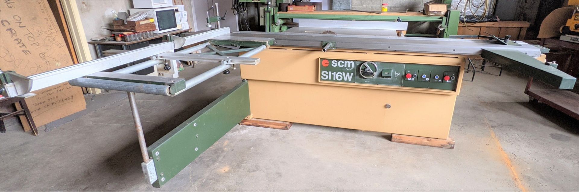SCM SI16W SLIDING TABLE SAW, TILTING BLADE FROM 90 TO 45 DEGREES, S/N AB.11438, 1,150MM X 630MM - Image 11 of 14
