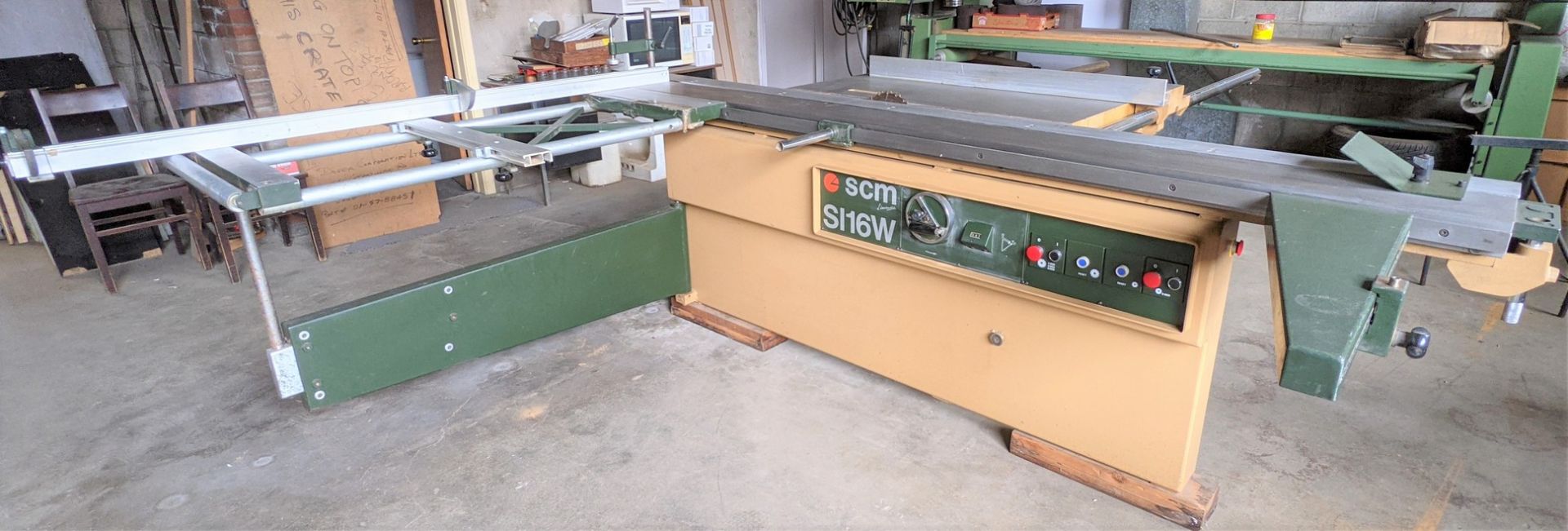 SCM SI16W SLIDING TABLE SAW, TILTING BLADE FROM 90 TO 45 DEGREES, S/N AB.11438, 1,150MM X 630MM