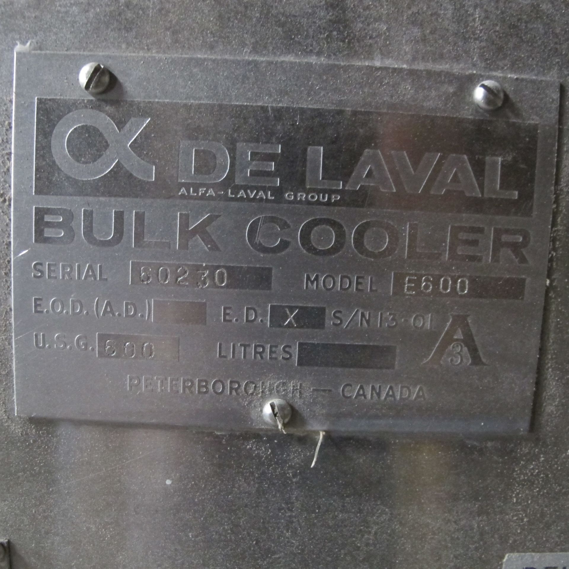 ALPHA LAVAL BULK COOLER, STAINLESS STEEL, MODEL E600, 600 US GAL. - Image 3 of 3