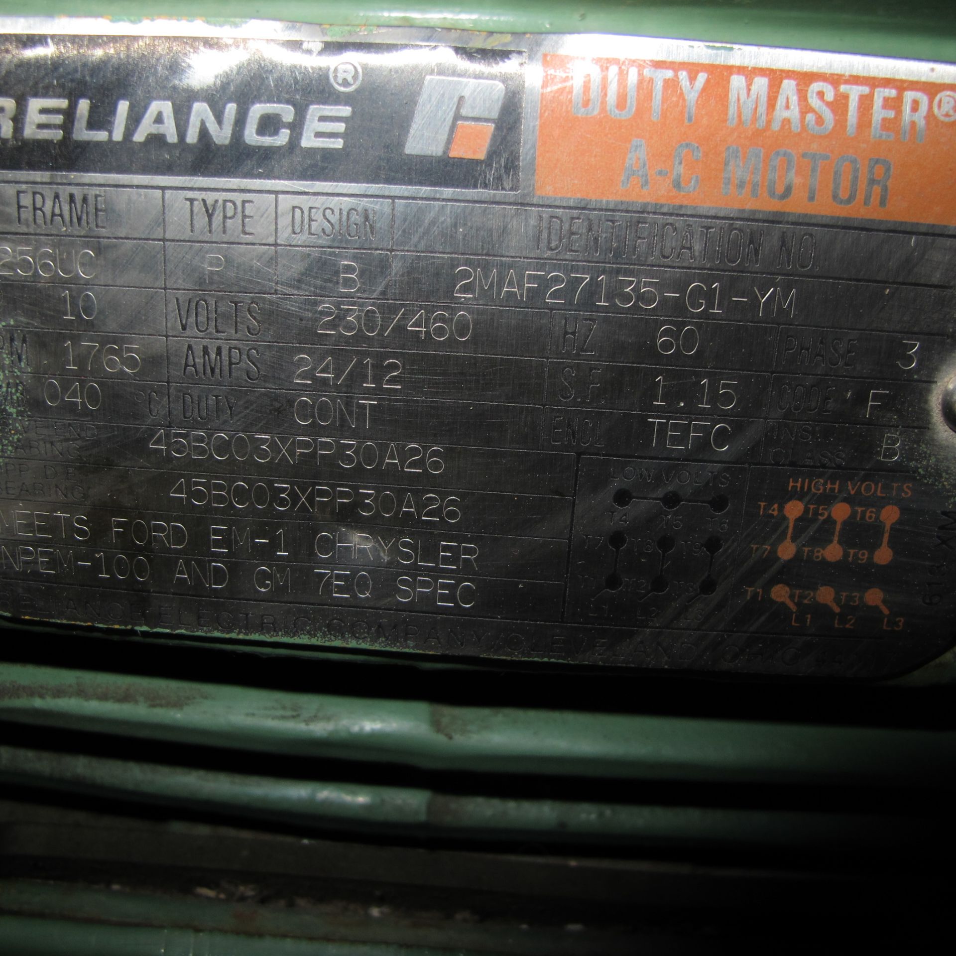 RELIANCE ELECTRIC 10HP W/ AUTOQUIP HYDRAULIC TANK - Image 2 of 2
