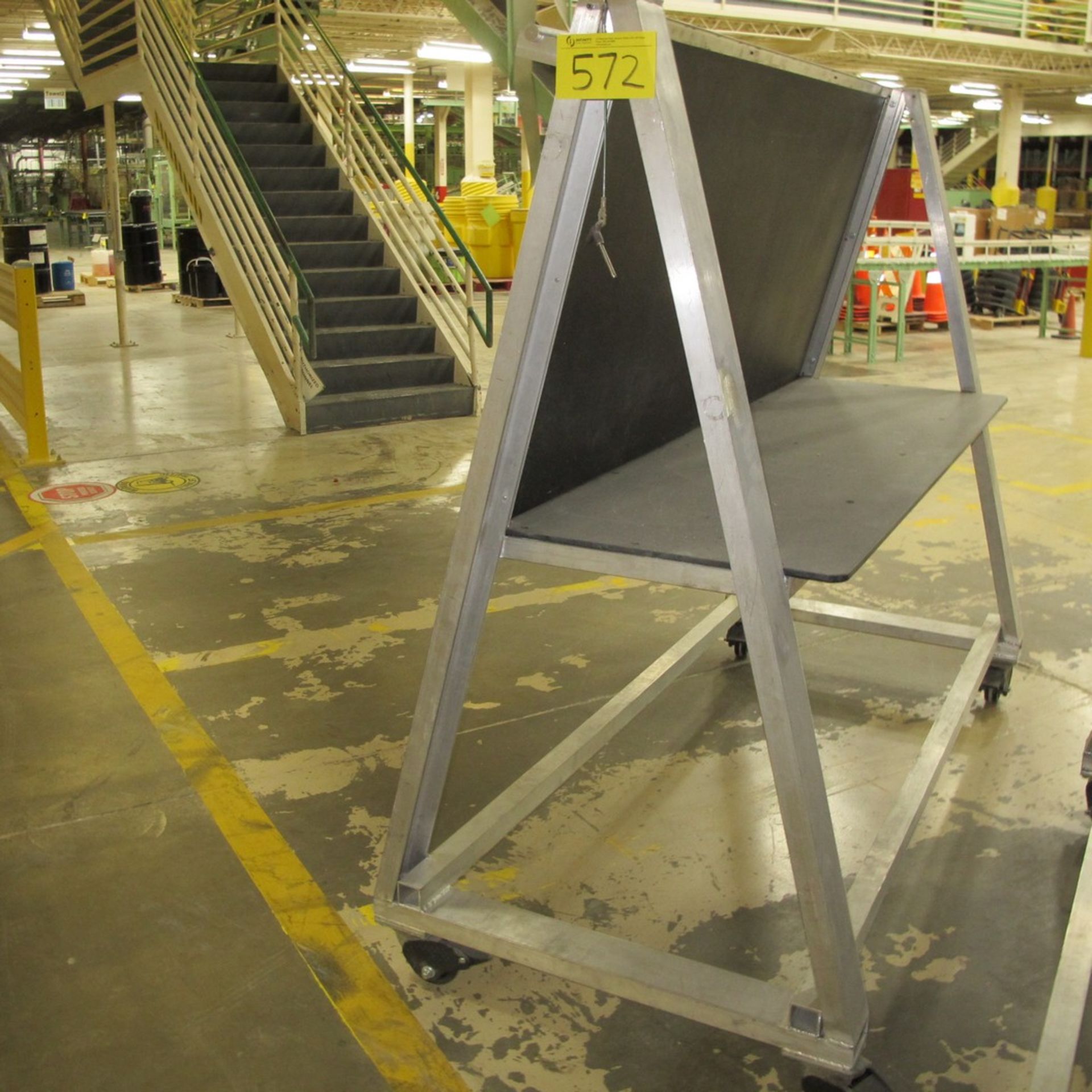 ALUMINUM A-FRAME PORTABLE BLACK BOARD W/ BACK BENCH, APPROX. 8'L X 3'W X 69"H (NORTH CENTER PLANT) - Image 2 of 2