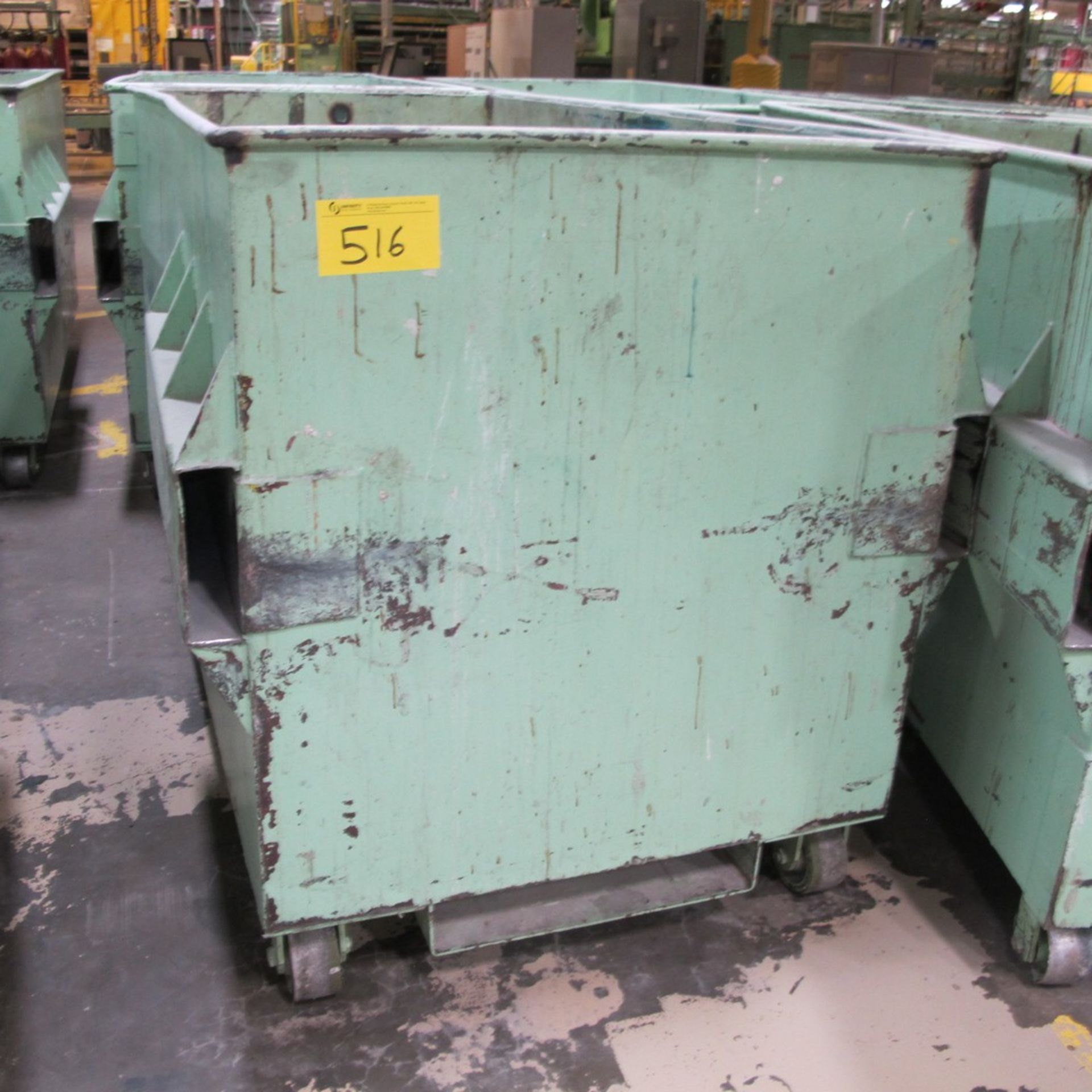 METAL TRANSFER BIN ON CASTERS, APPROX. 48"W X 92"L X 52"H (EAST NORTH PLANT)