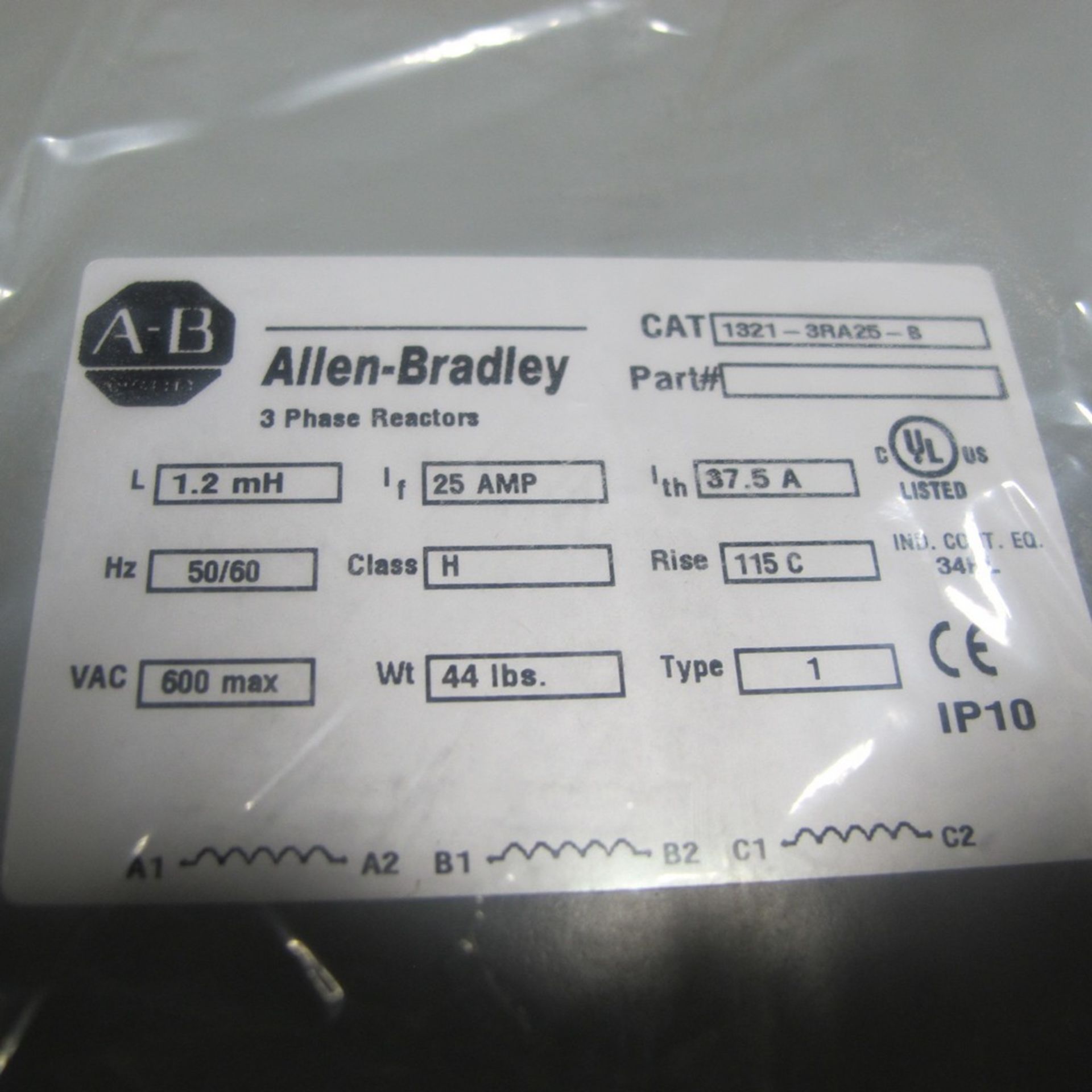 ALLEN BRADLEY LINE REACTOR 1321-3RA-25-B (NORTH CENTER PLANT, UPPER FLOOR) - Image 2 of 3