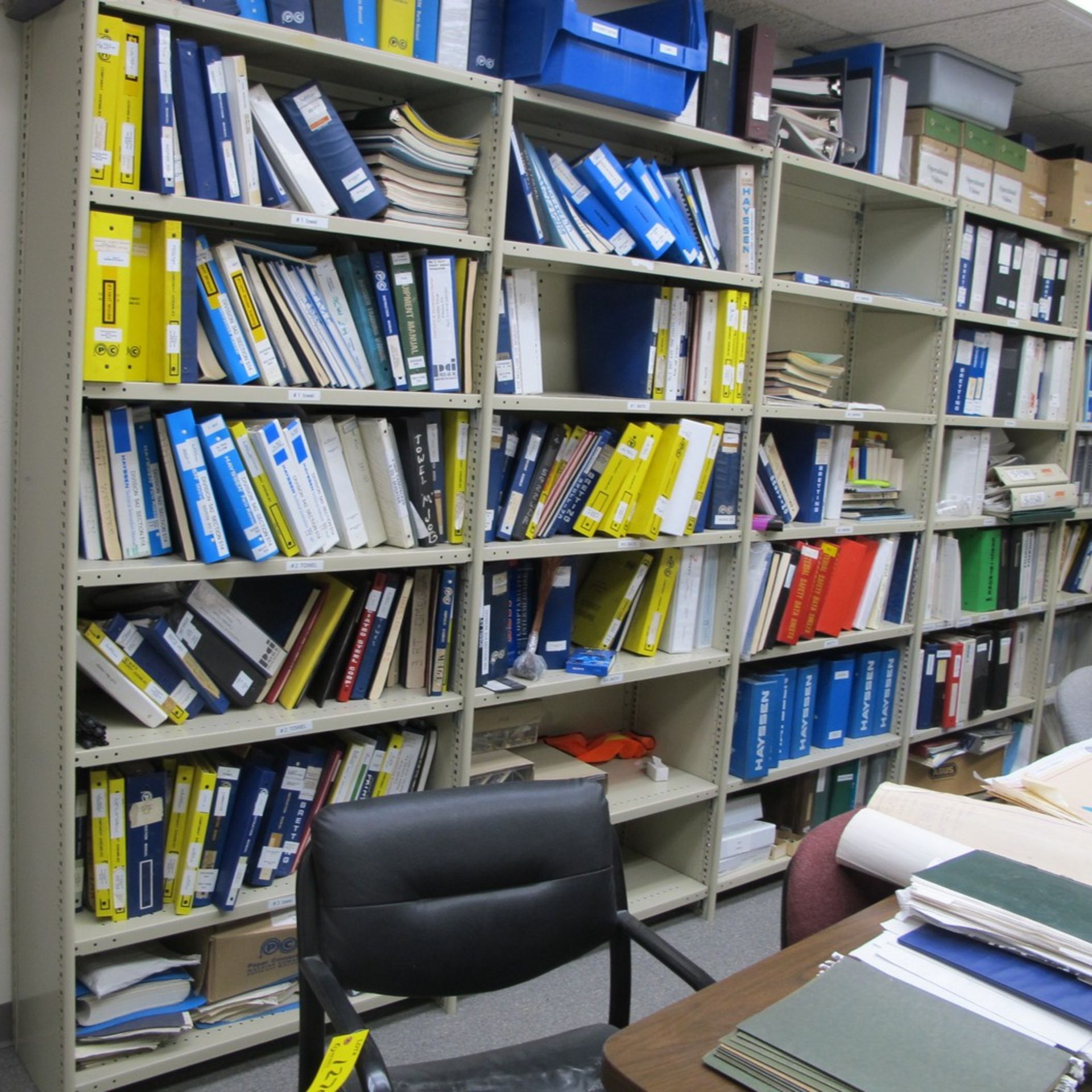 LOT OF CONFERENCE TABLE, (9) CHAIRS, (2) FILE CABINETS, 5-SECTION SHELVING UNIT (FURNITURE ONLY, - Image 2 of 2