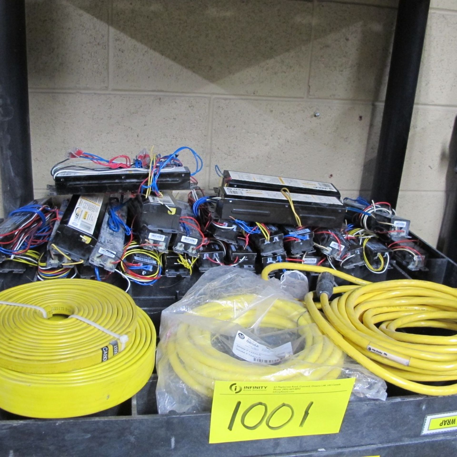 LOT OF BALLASTS, CABLES, MIXED PARTS, ETC. (NORTH ELECTRICAL ROOM)