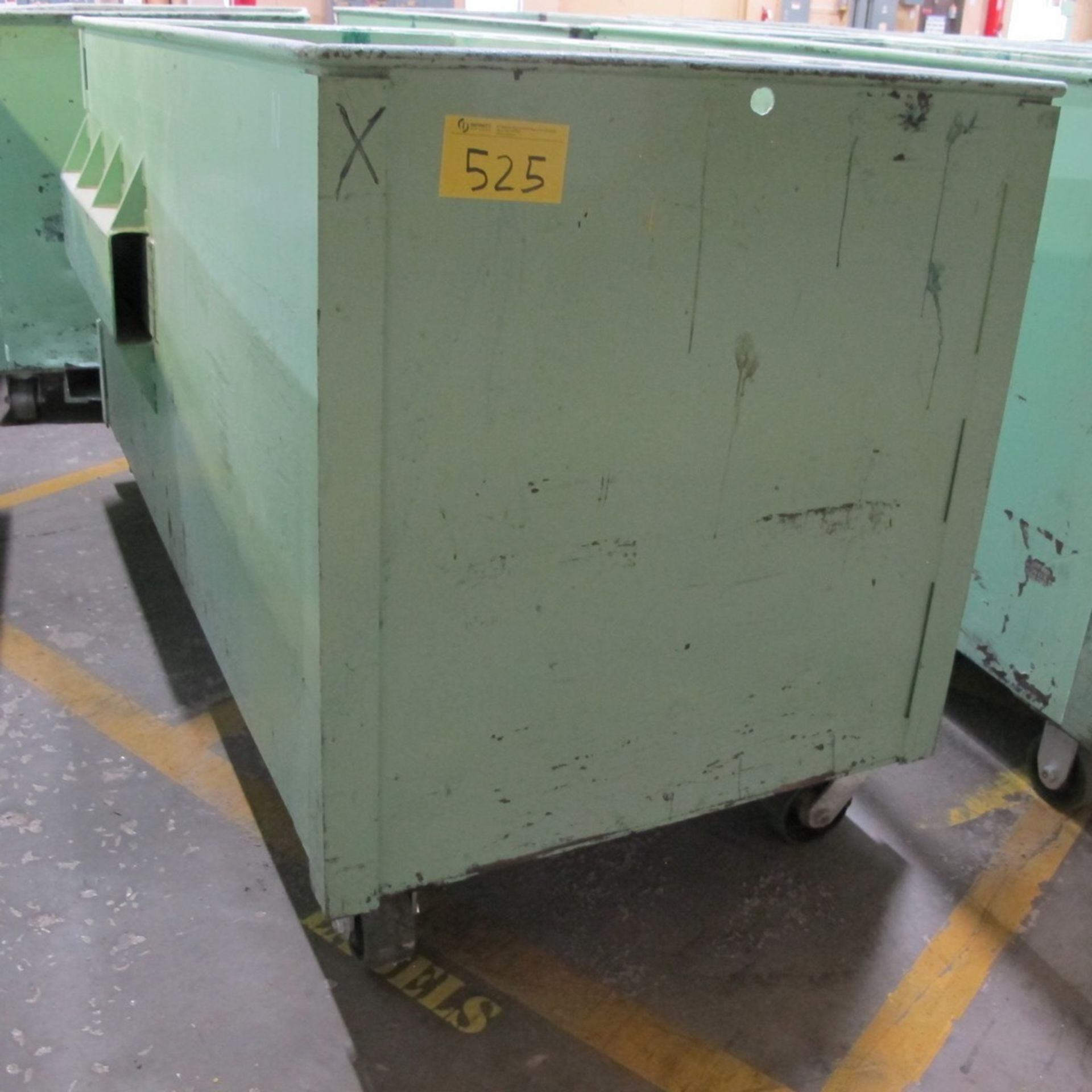 METAL TRANSFER BIN ON CASTERS, APPROX. 48"W X 92"L X 52"H (EAST NORTH PLANT)