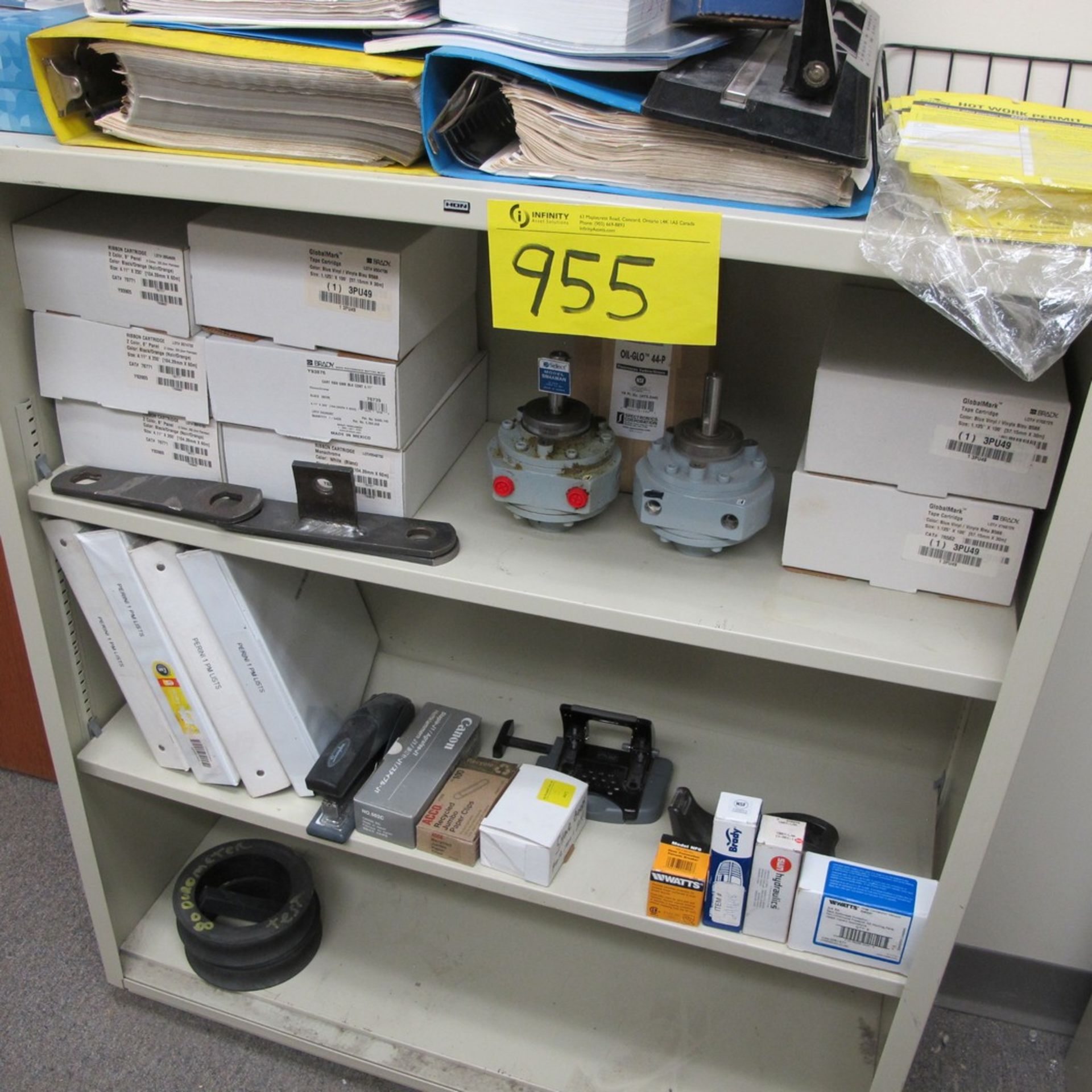 LOT OF (3) SHELVING UNITS/CABINETS W/ PARTS AS LABELLED AND SUPPLIES (2ND FLOOR NORTH OFFICES)