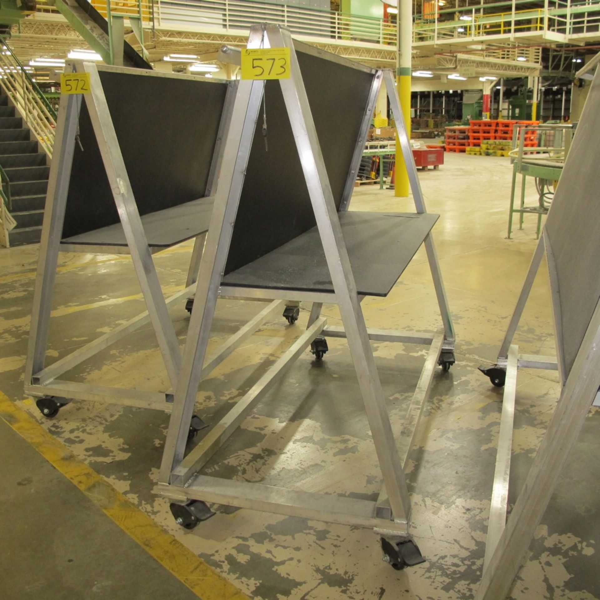 ALUMINUM A-FRAME PORTABLE BLACK BOARD W/ BACK BENCH, APPROX. 8'L X 3'W X 69"H (NORTH CENTER PLANT) - Image 2 of 2