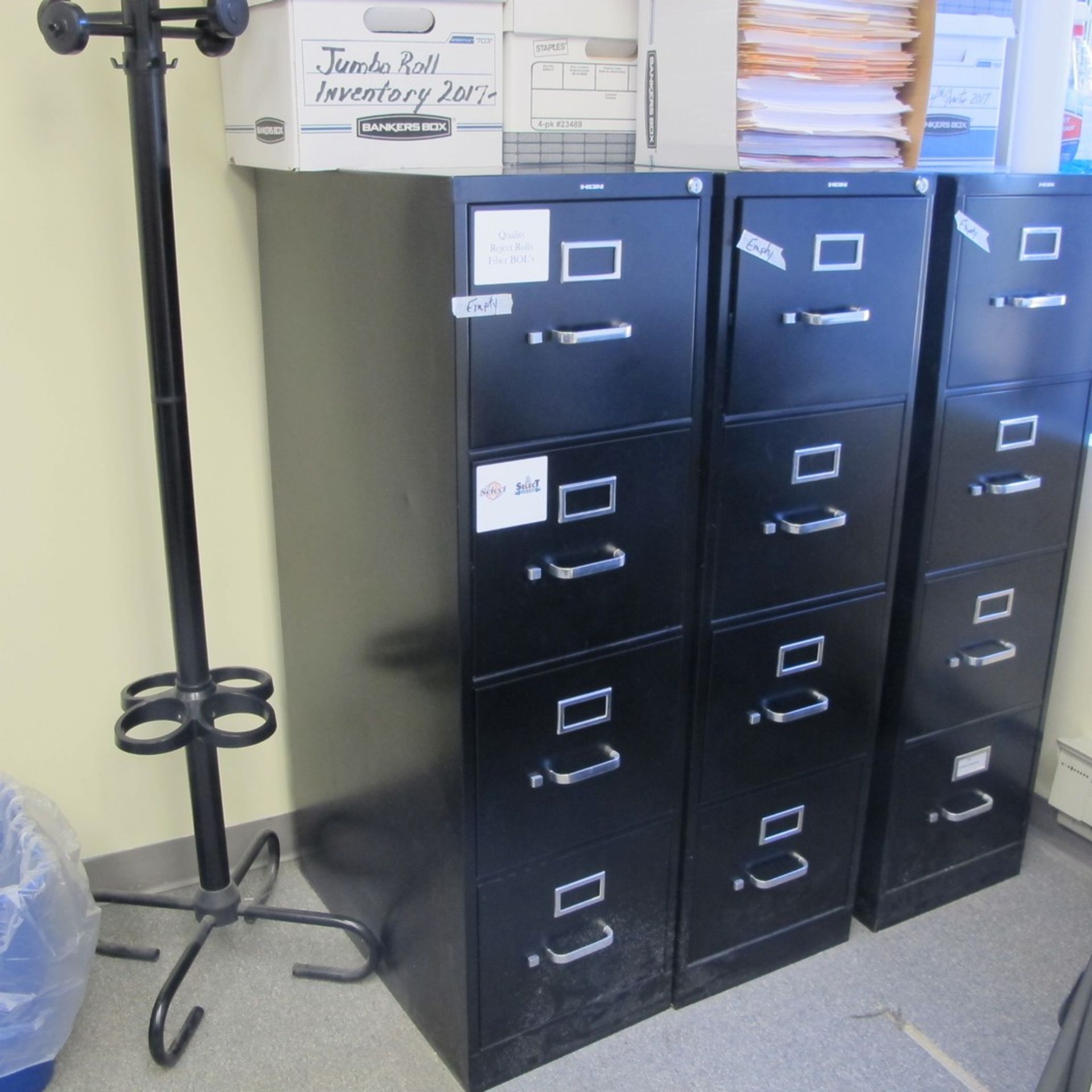 LOT OF 2-PERSON WORKSATION W/ DIVIDERS, UPPER CABINETS, DESKS, (5) FILE CABINETS, TABLE, SMALL DESK, - Image 6 of 7