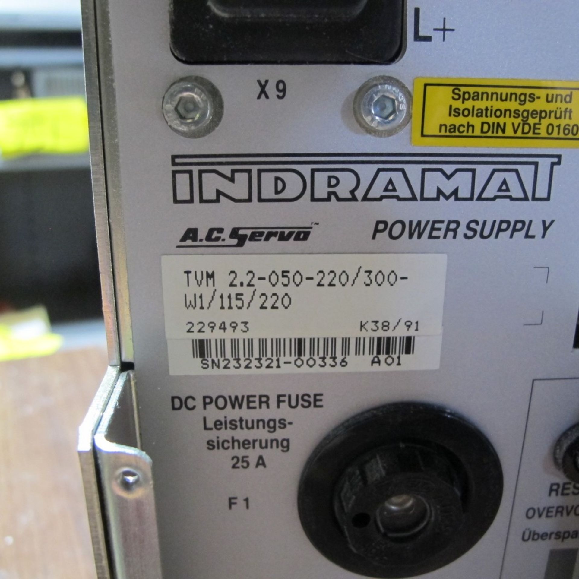 INDRAMAT AC SERVO POWER SUPPLY TVM 2.2-050-220/300-W1/115/220 (NORTH CENTER PLANT, UPPER FLOOR) - Image 2 of 2