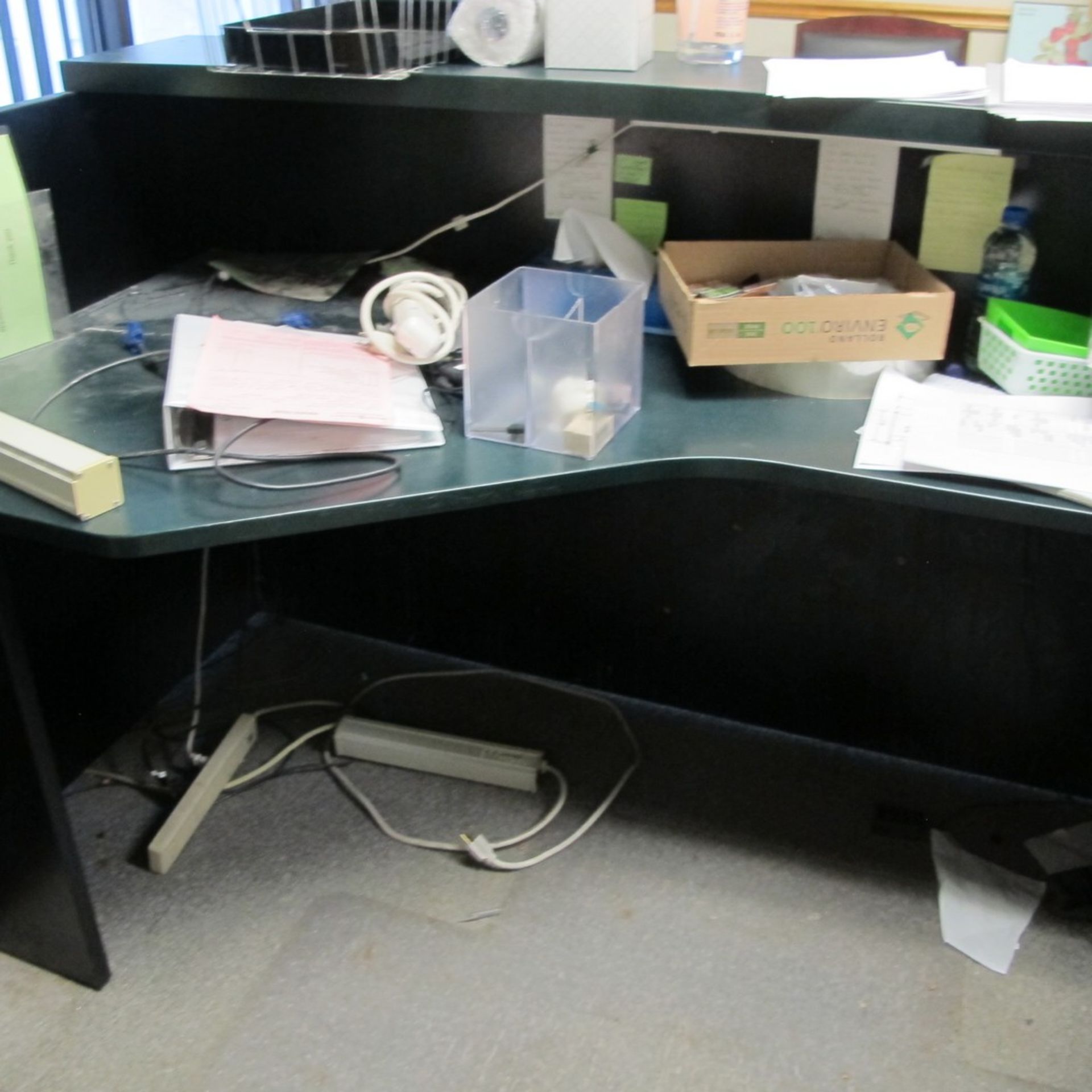 RECEPTION STATION, L-SHAPED W/ CREDENZA AND HUTCH, (1) CHAIR (FURNITURE ONLY) (LOWER OFFICES) - Image 3 of 4